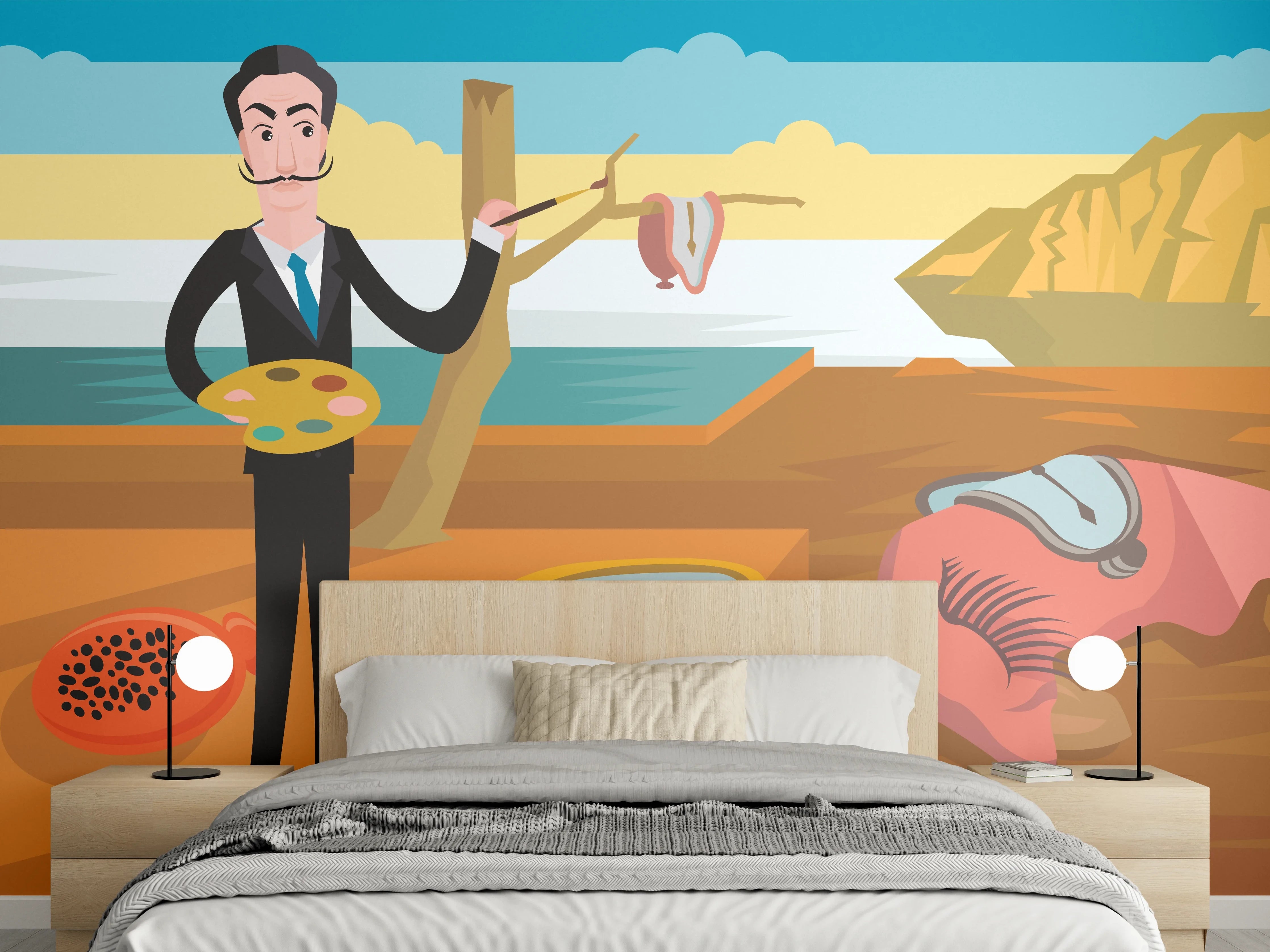 Wandverkleidung Schlafzimmer - Surrealistische Malerei Künstler Parodie