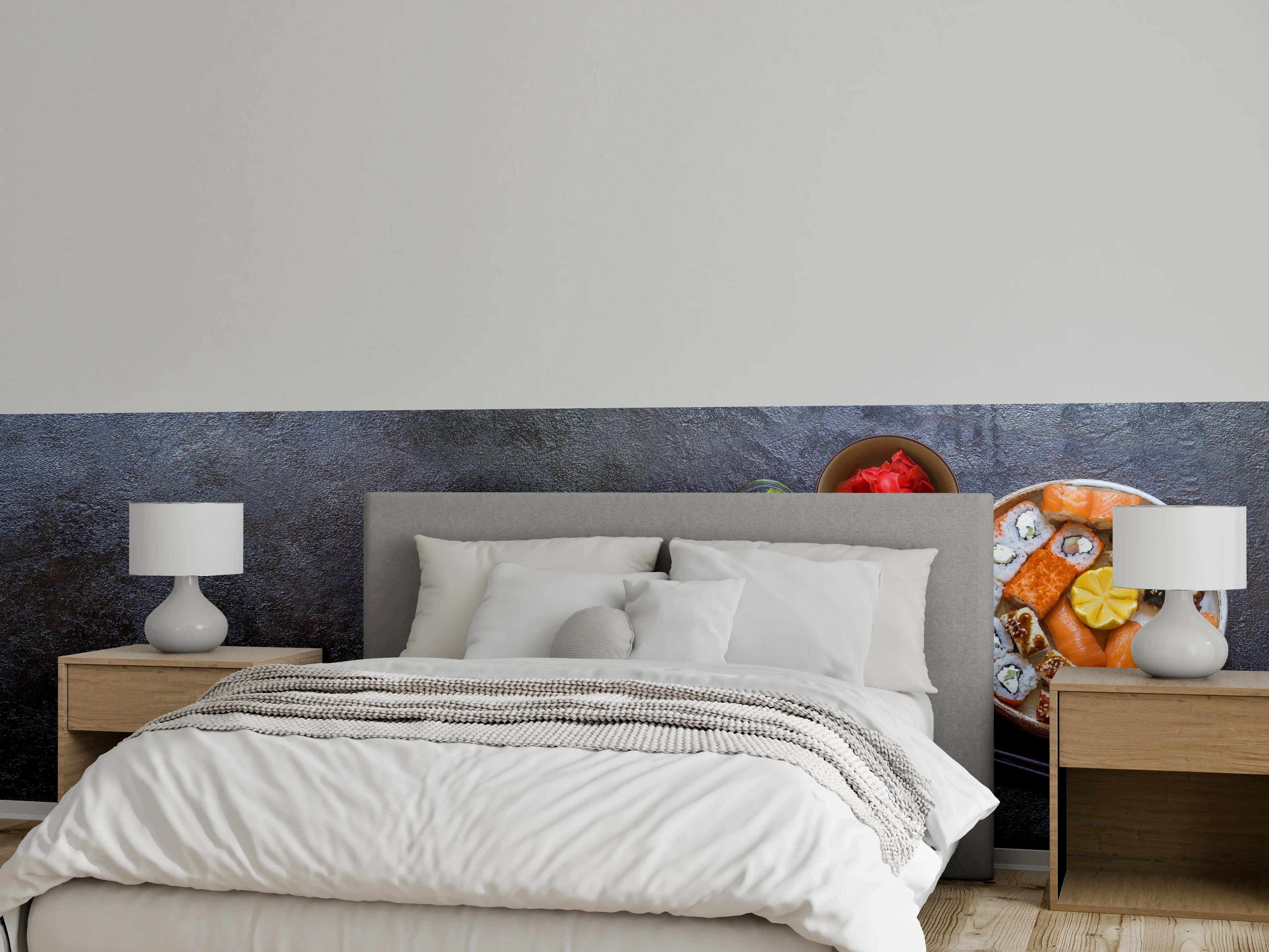 Wandverkleidung Schlafzimmer - Sushi-Bowl mit Lachs