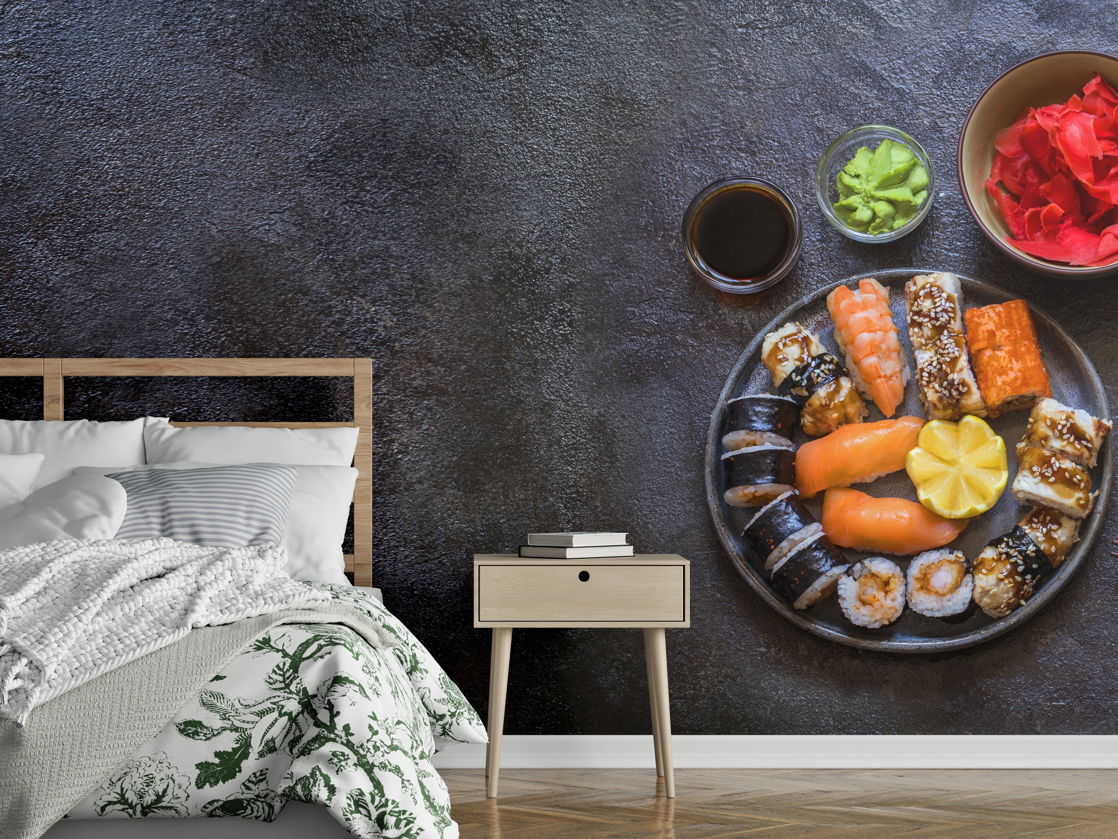 Wandverkleidung Schlafzimmer - Sushi-Bowl mit Lachs