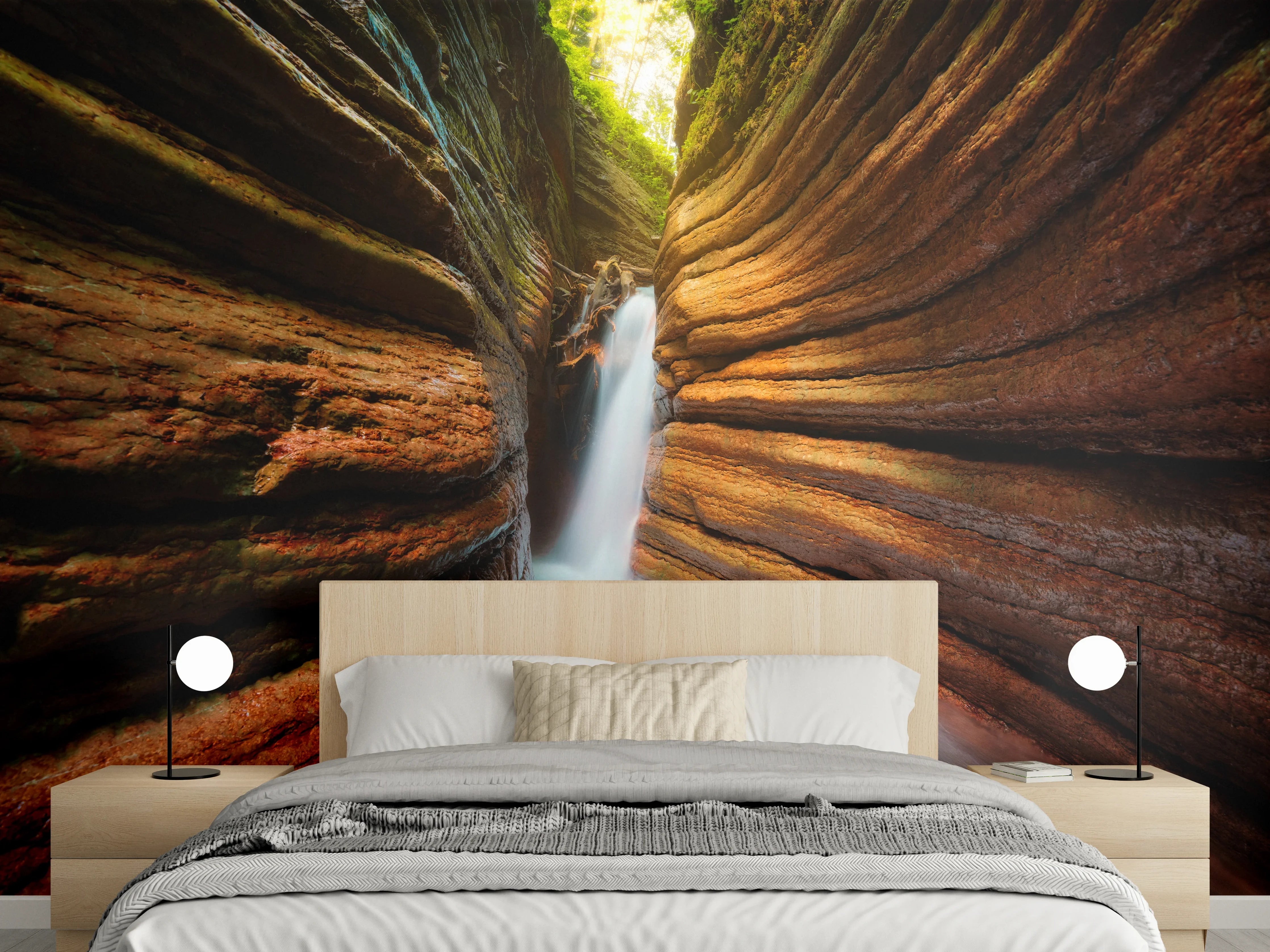 Wandverkleidung Schlafzimmer - Tauglebach Klamm Slot Canyon River in Austria