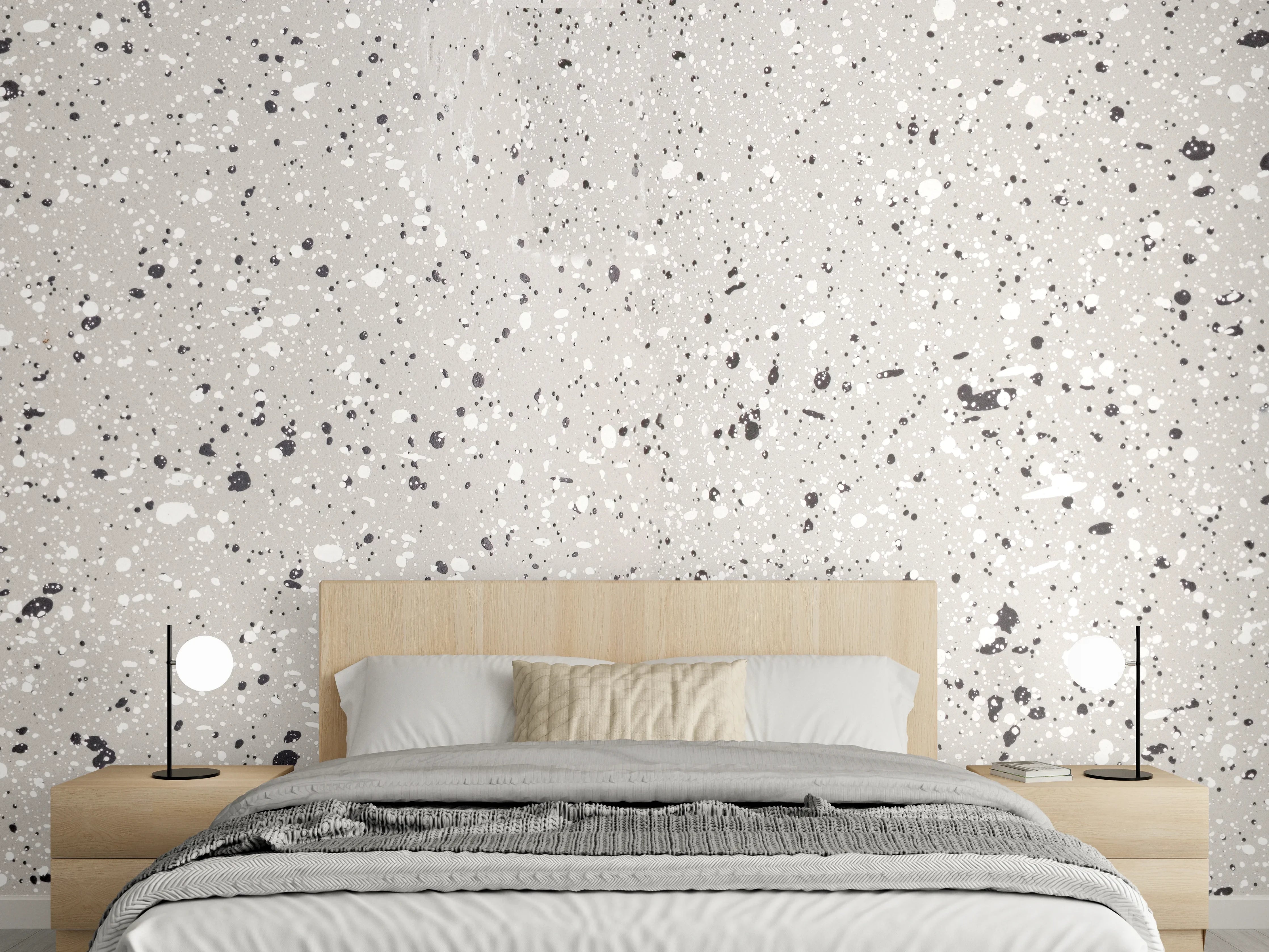 Wandverkleidung Schlafzimmer - Terazzo Stein Textur - Nahaufnahme