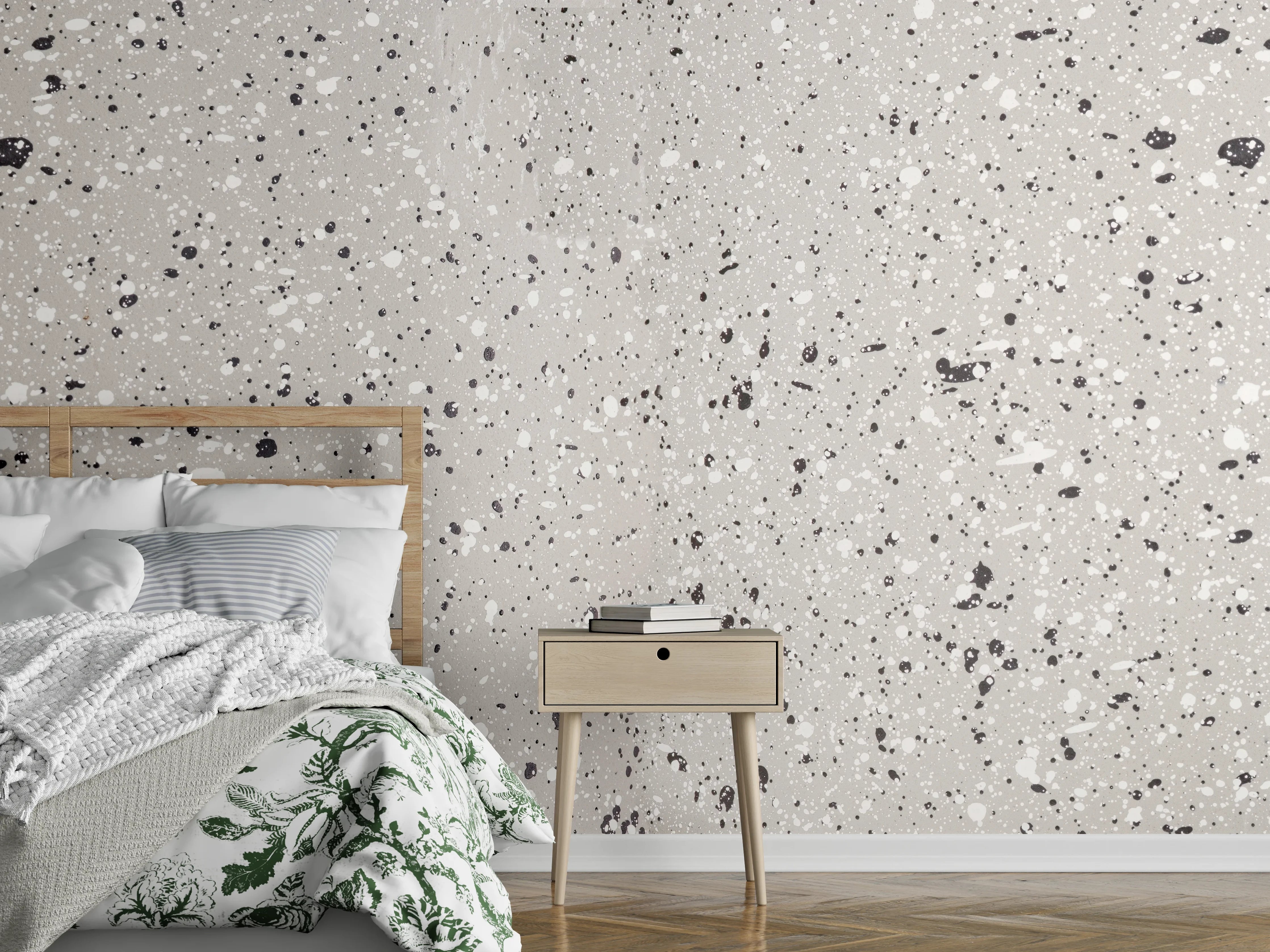Wandverkleidung Schlafzimmer - Terazzo Stein Textur - Nahaufnahme