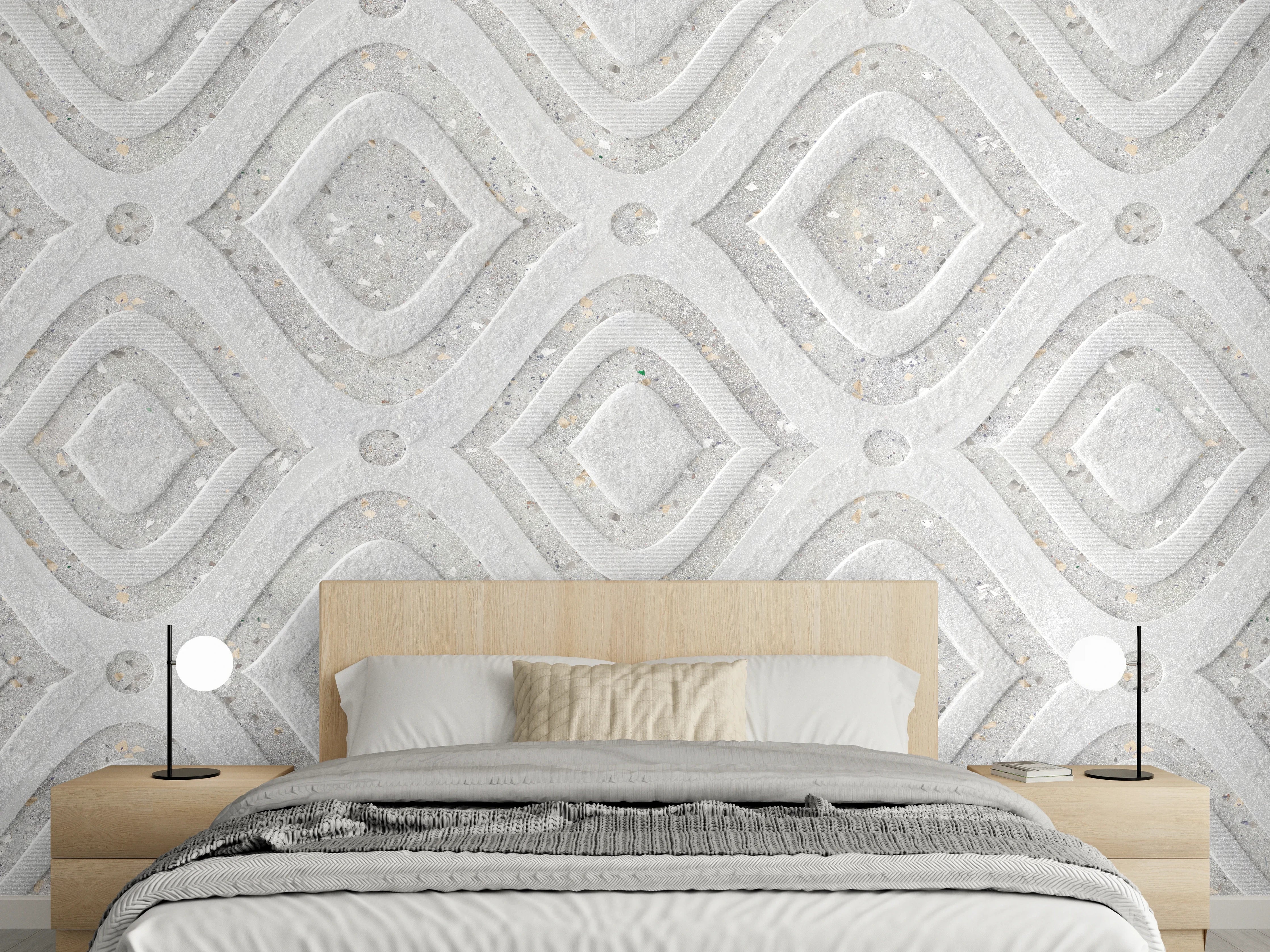 Wandverkleidung Schlafzimmer - Textur im Wellenmuster - 3D Illustration
