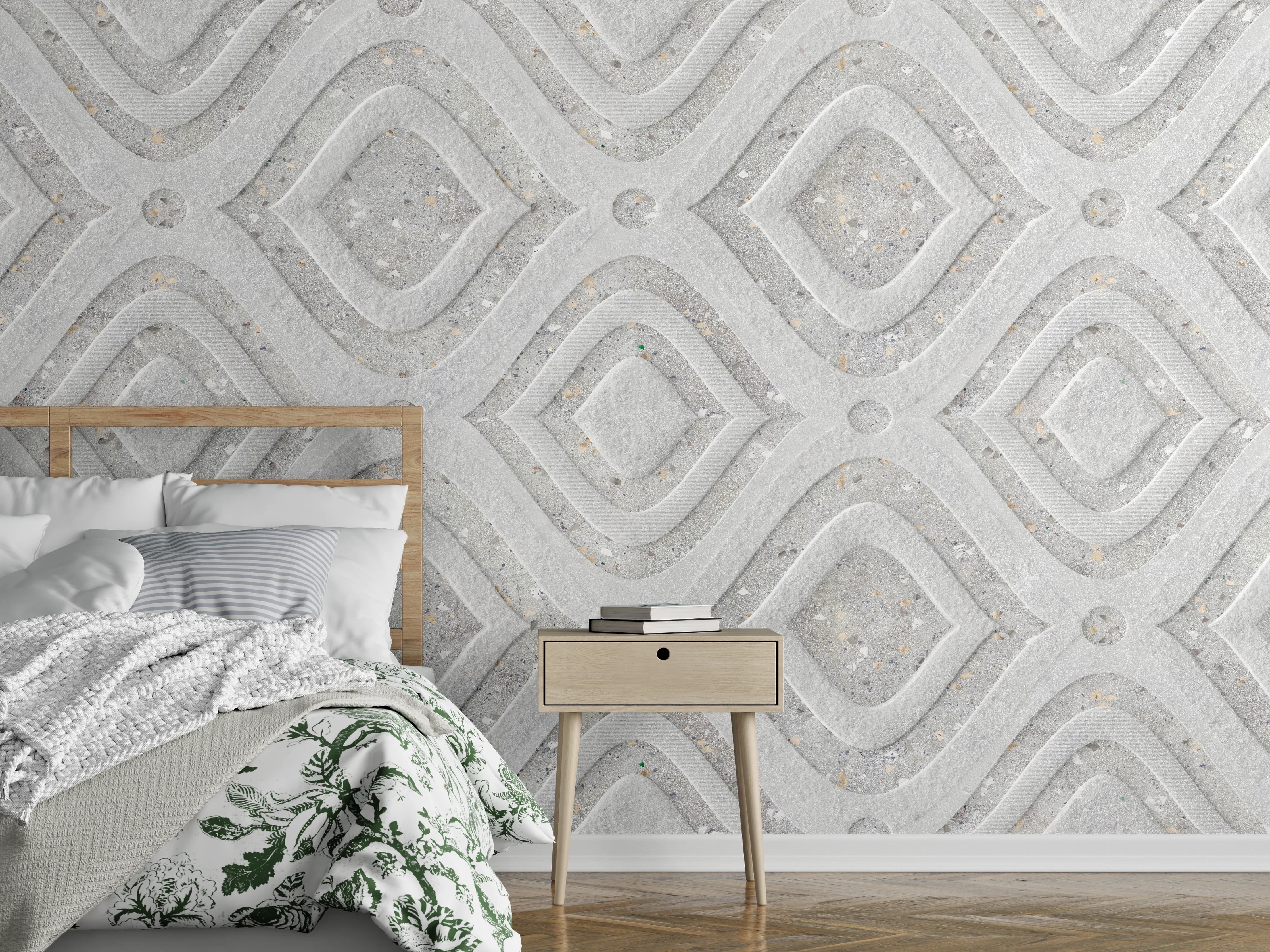 Wandverkleidung Schlafzimmer - Textur im Wellenmuster - 3D Illustration