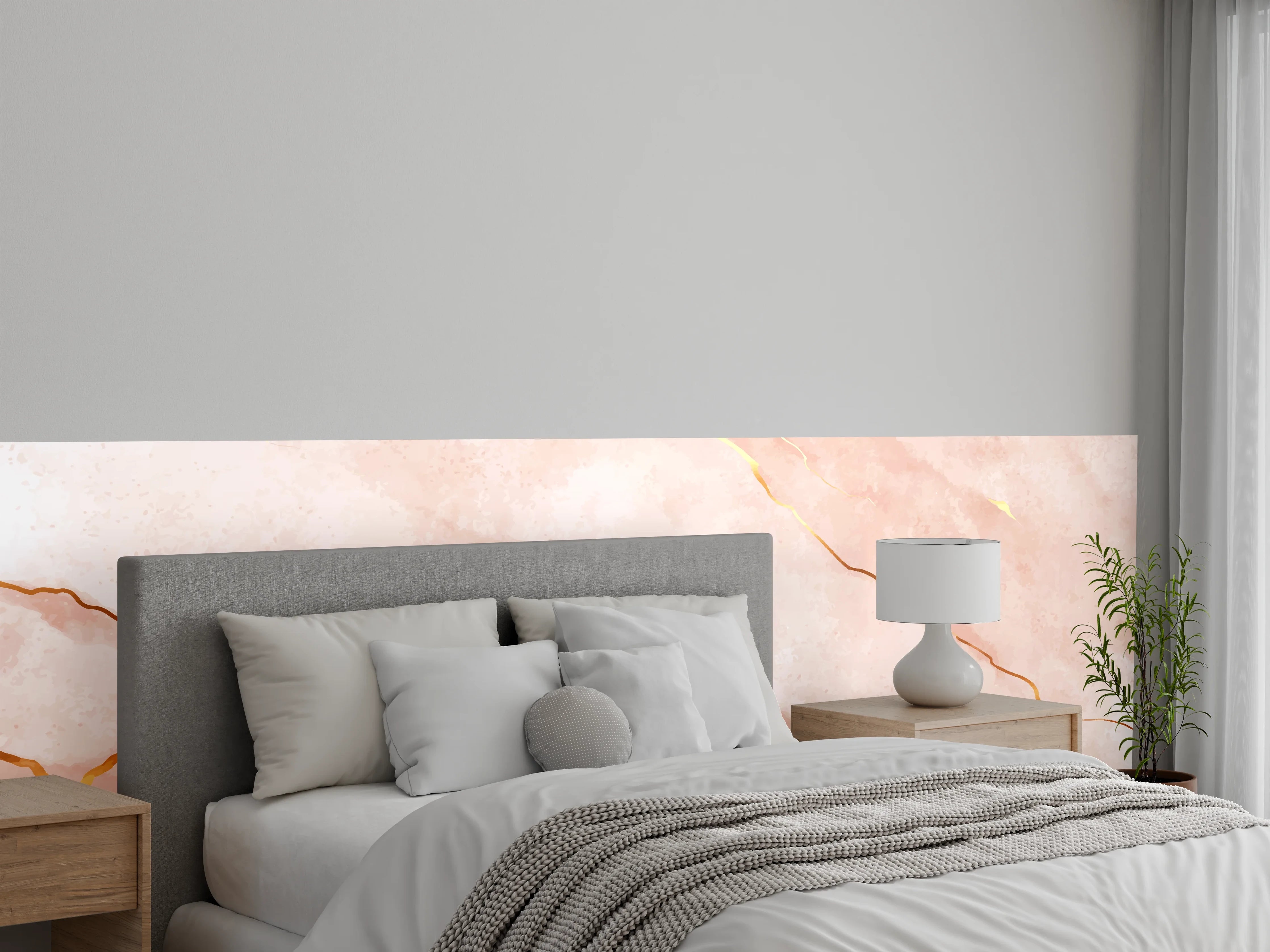 Wandverkleidung Schlafzimmer - Textur in Roségold - Marmor