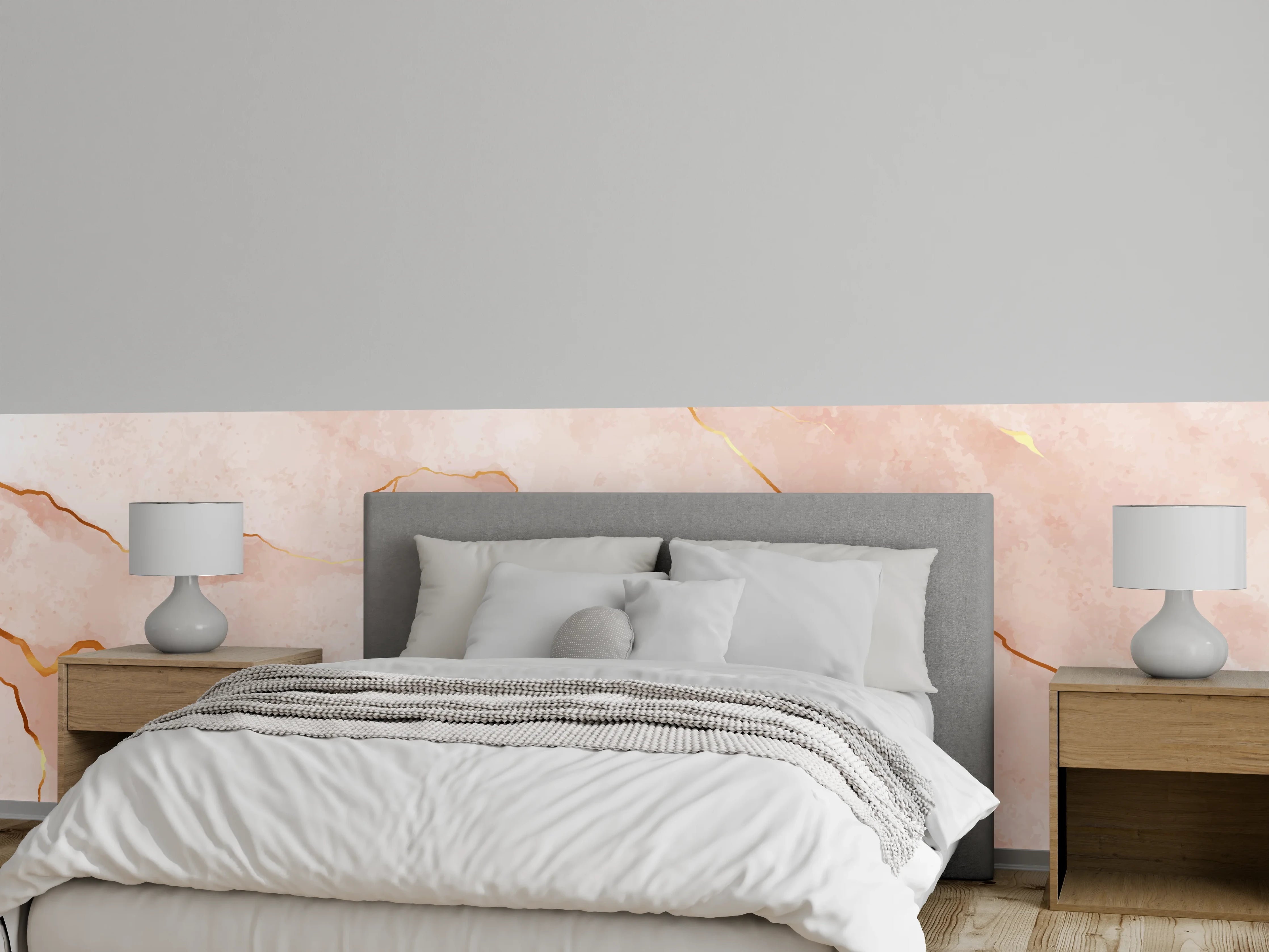 Wandverkleidung Schlafzimmer - Textur in Roségold - Marmor