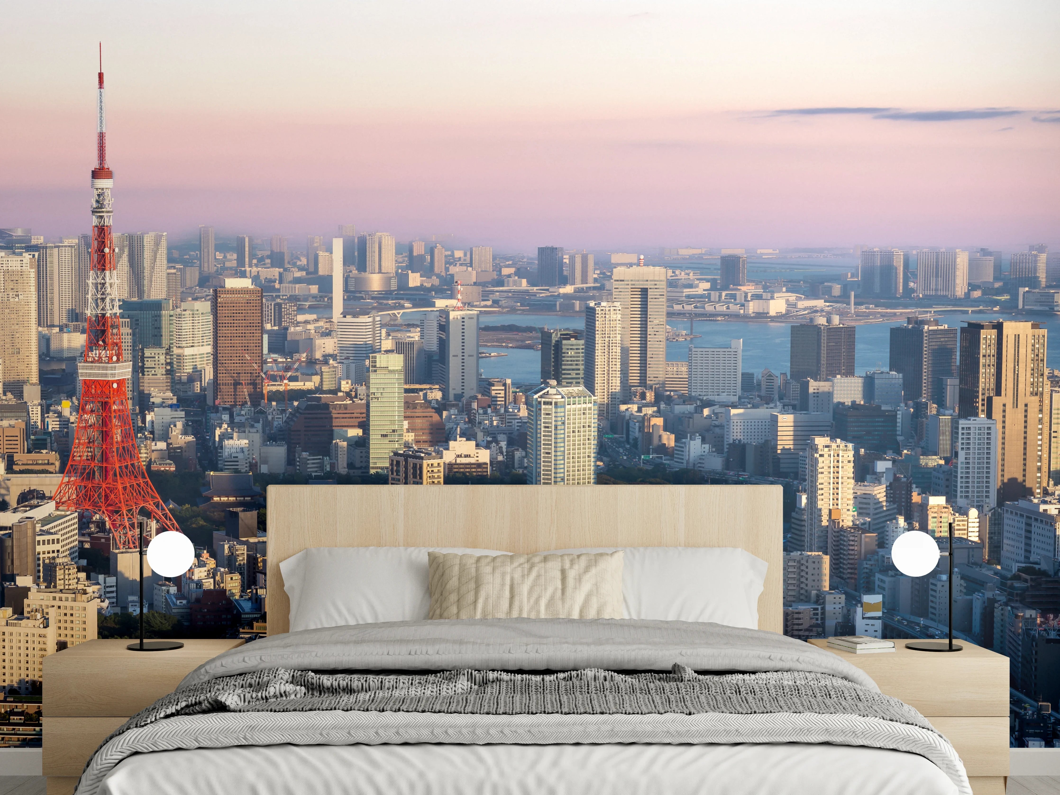 Wandverkleidung Schlafzimmer - Tokio Skyline mit Tokyo Tower