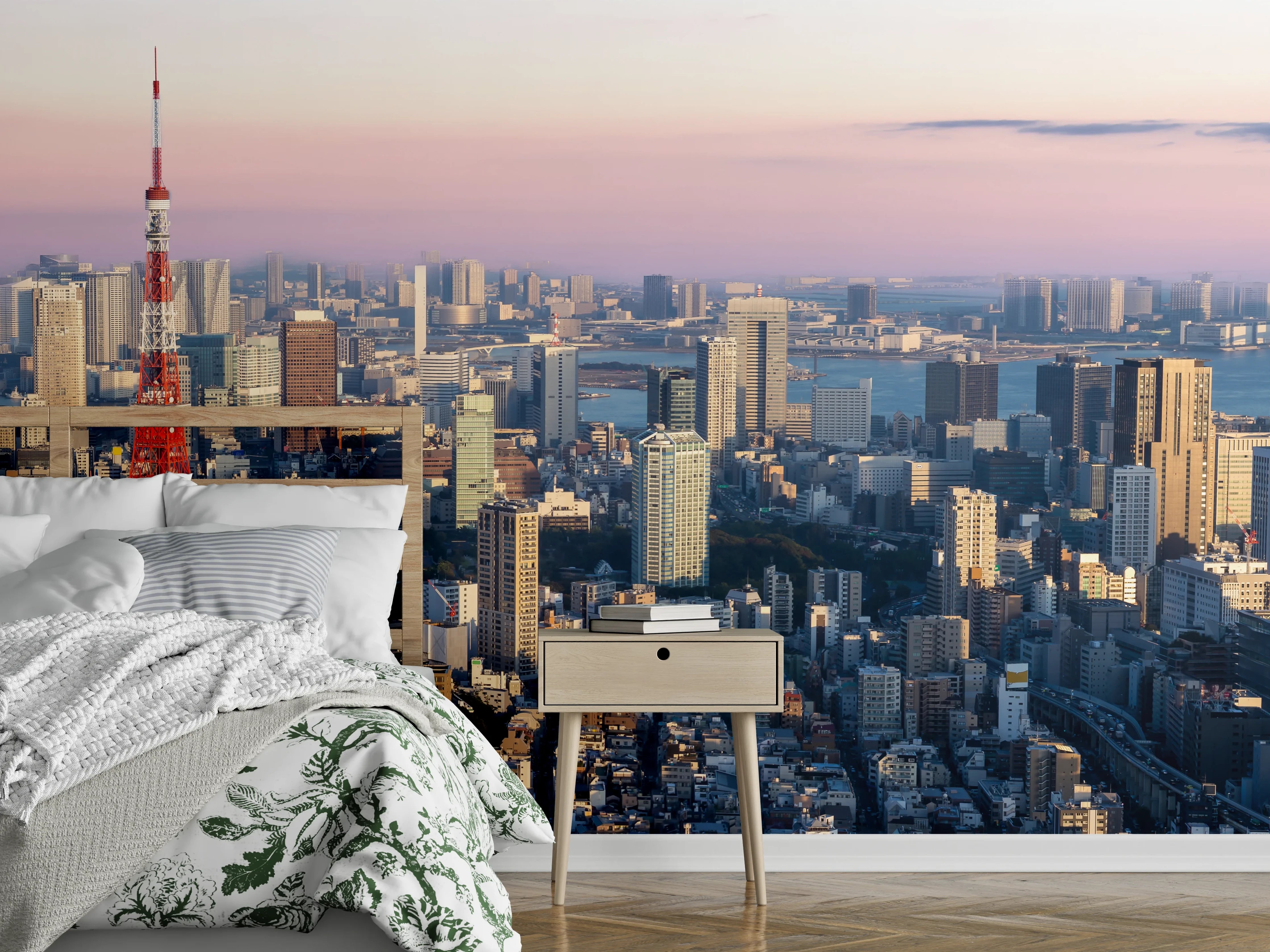 Wandverkleidung Schlafzimmer - Tokio Skyline mit Tokyo Tower