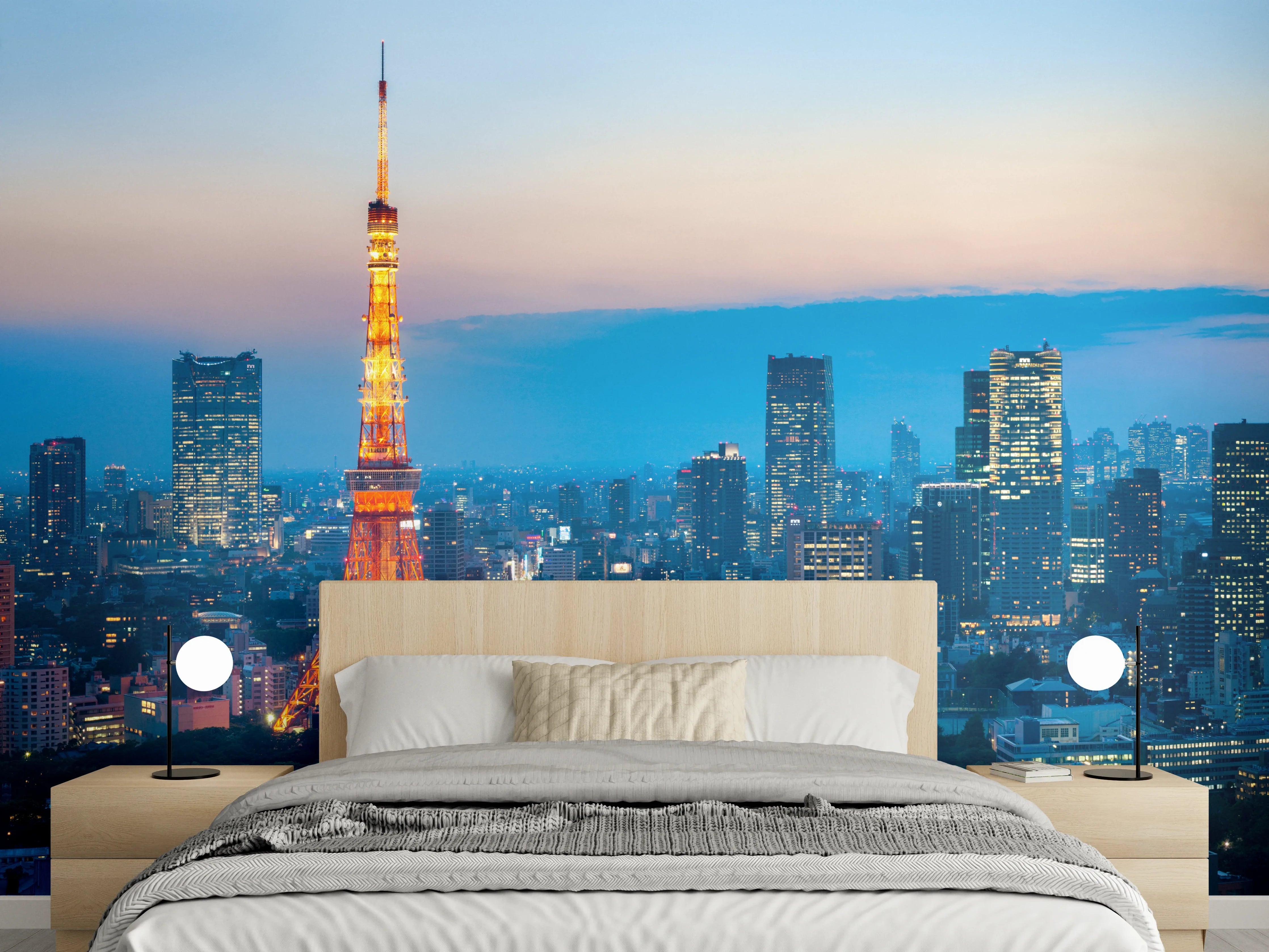 Wandverkleidung Schlafzimmer - Tokyo Tower bei Nacht