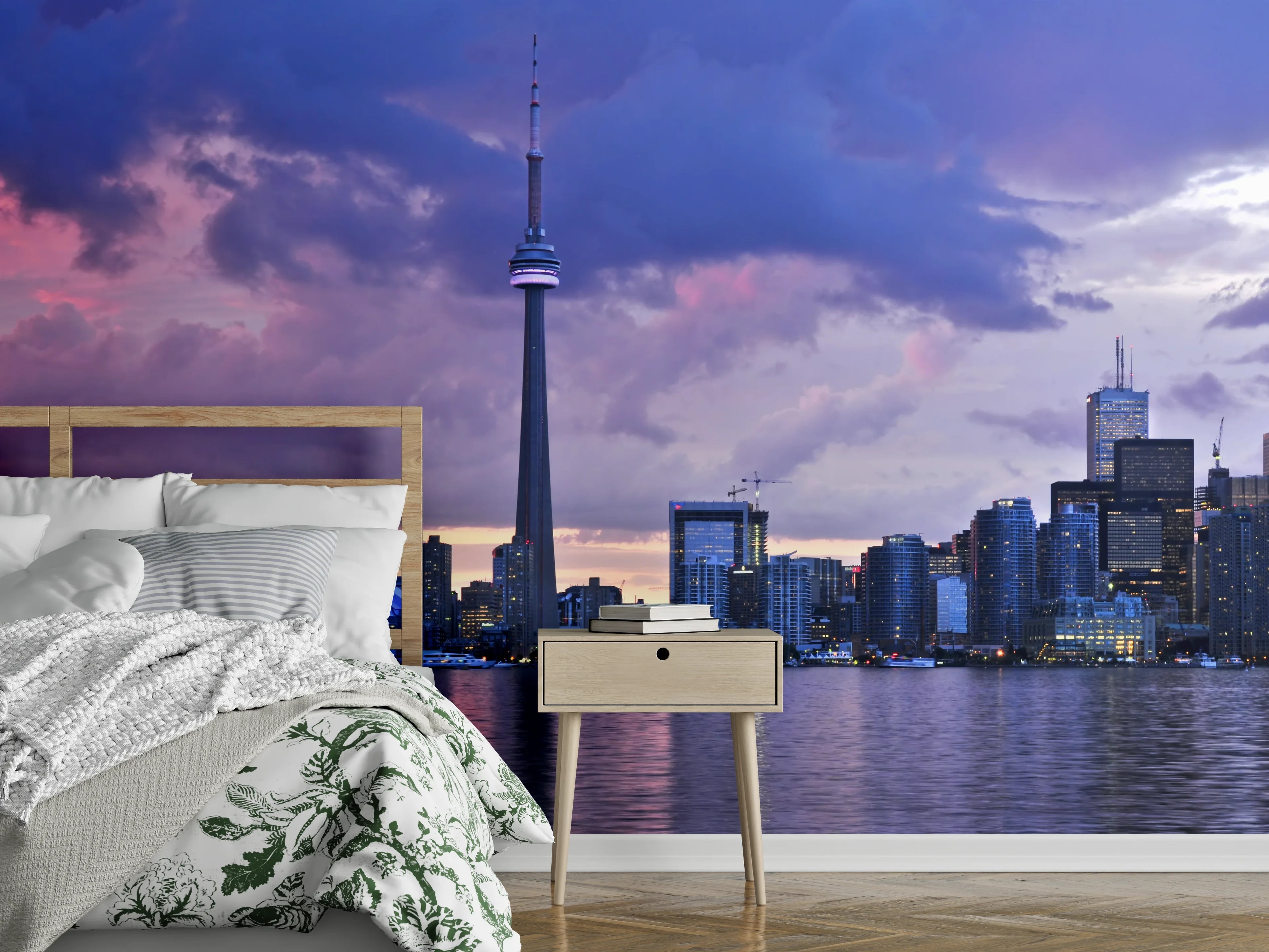 Wandverkleidung Schlafzimmer - Toronto Skyline bei Sonnenuntergang Panorama