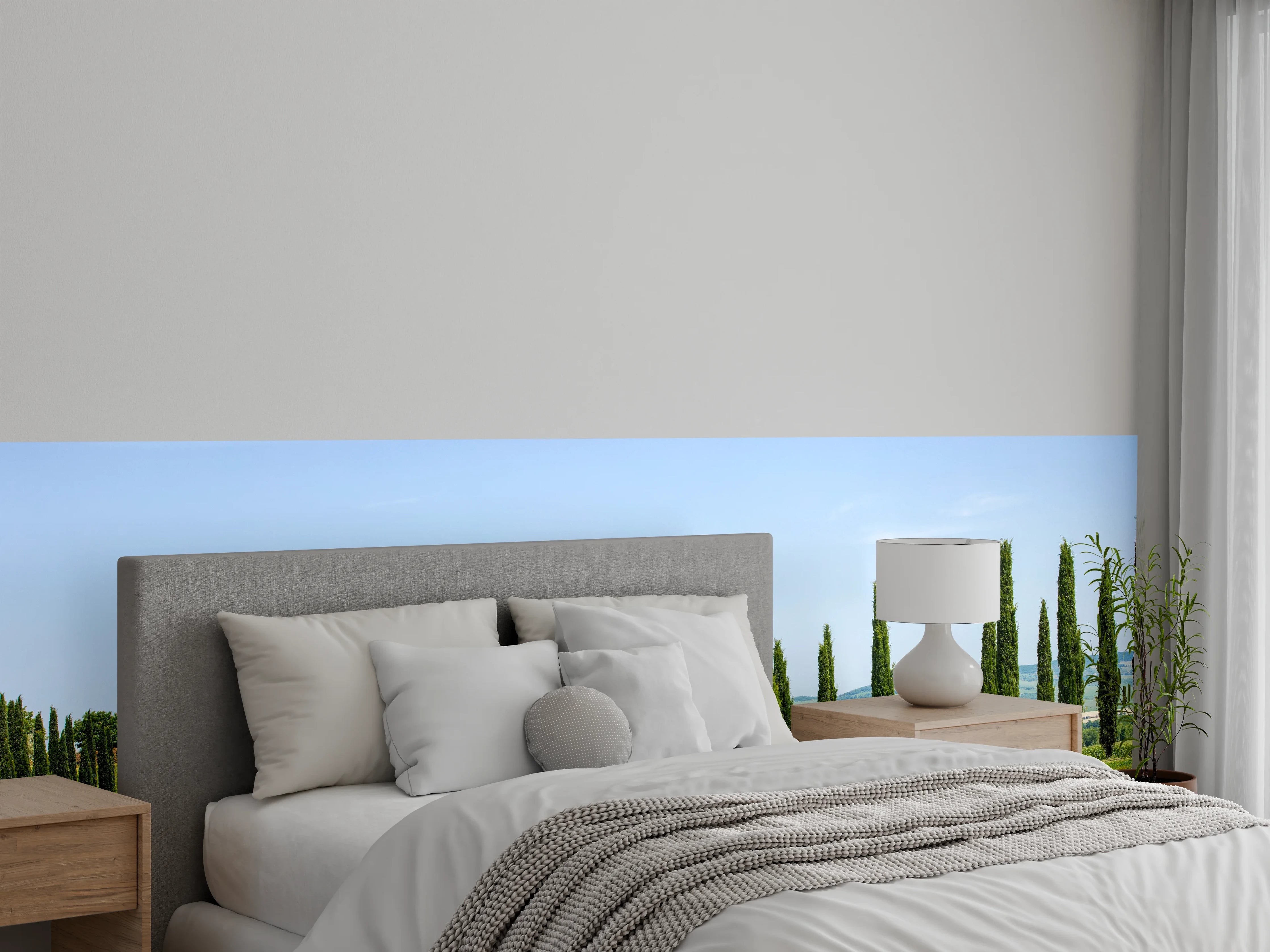 Wandverkleidung Schlafzimmer - Toskanische Zypressenallee