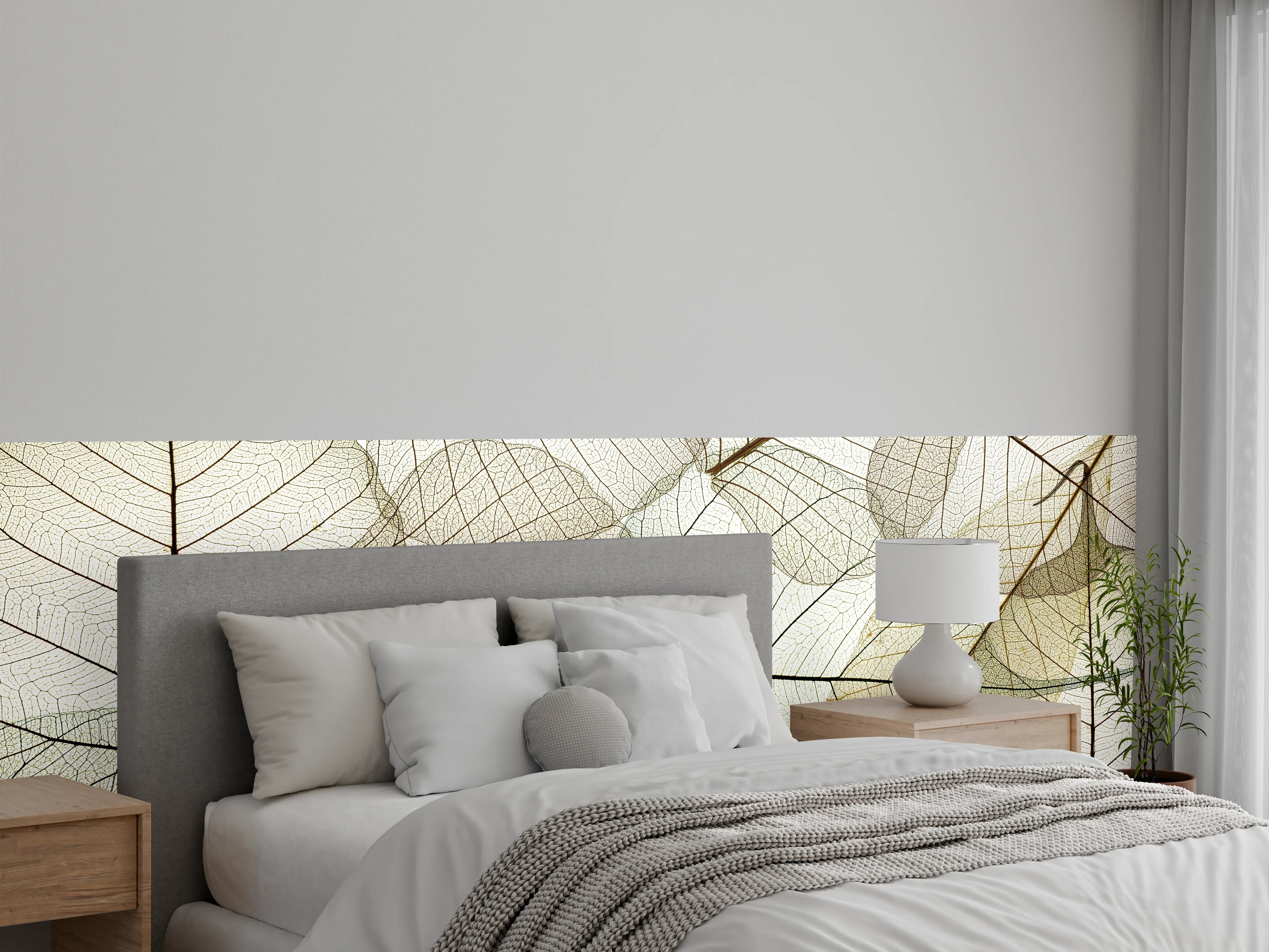 Wandverkleidung Schlafzimmer - Transparente Blätter mit feinen Adern