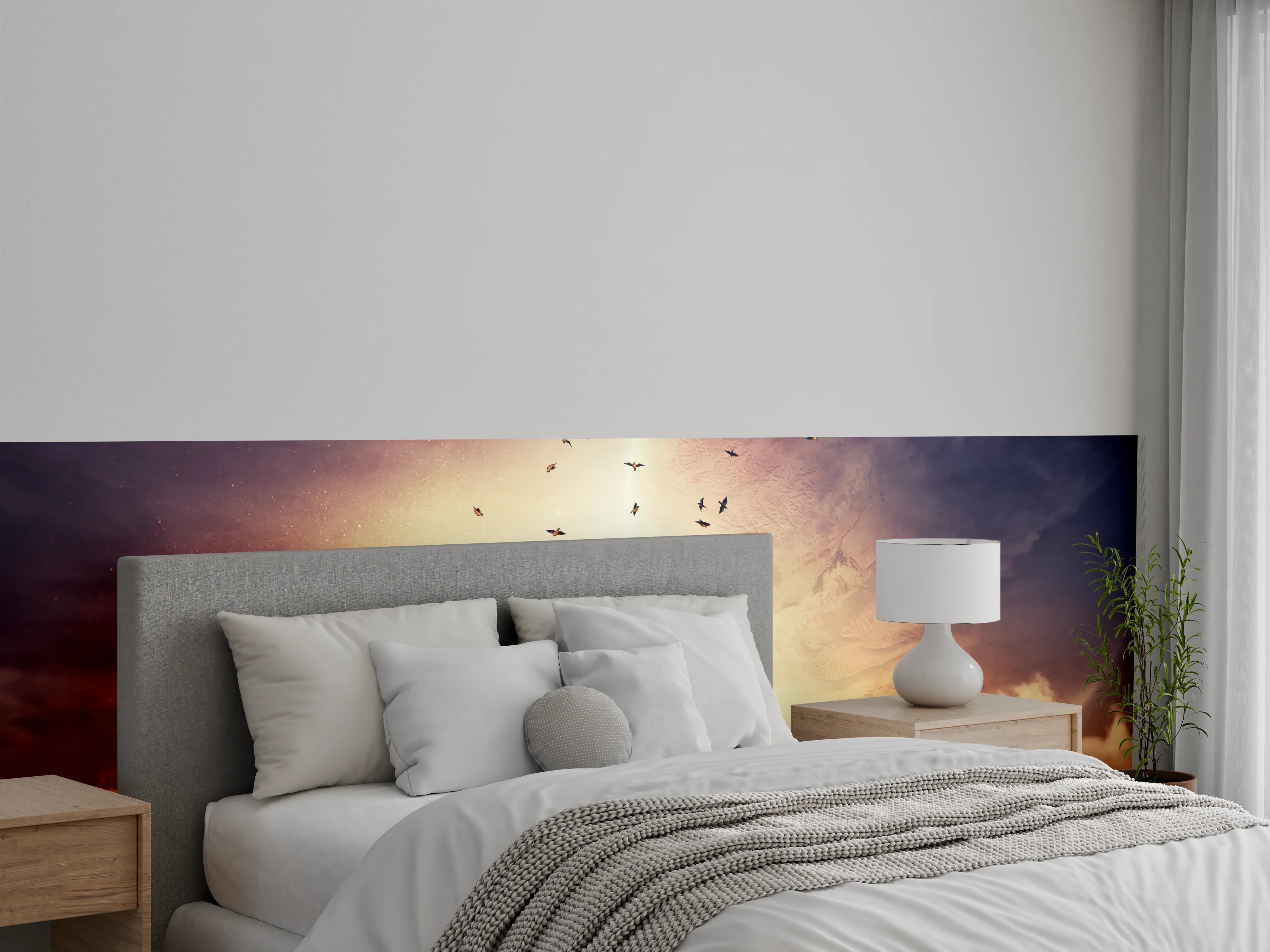 Wandverkleidung Schlafzimmer - Traumhafte Fantasielandschaft mit Mond
