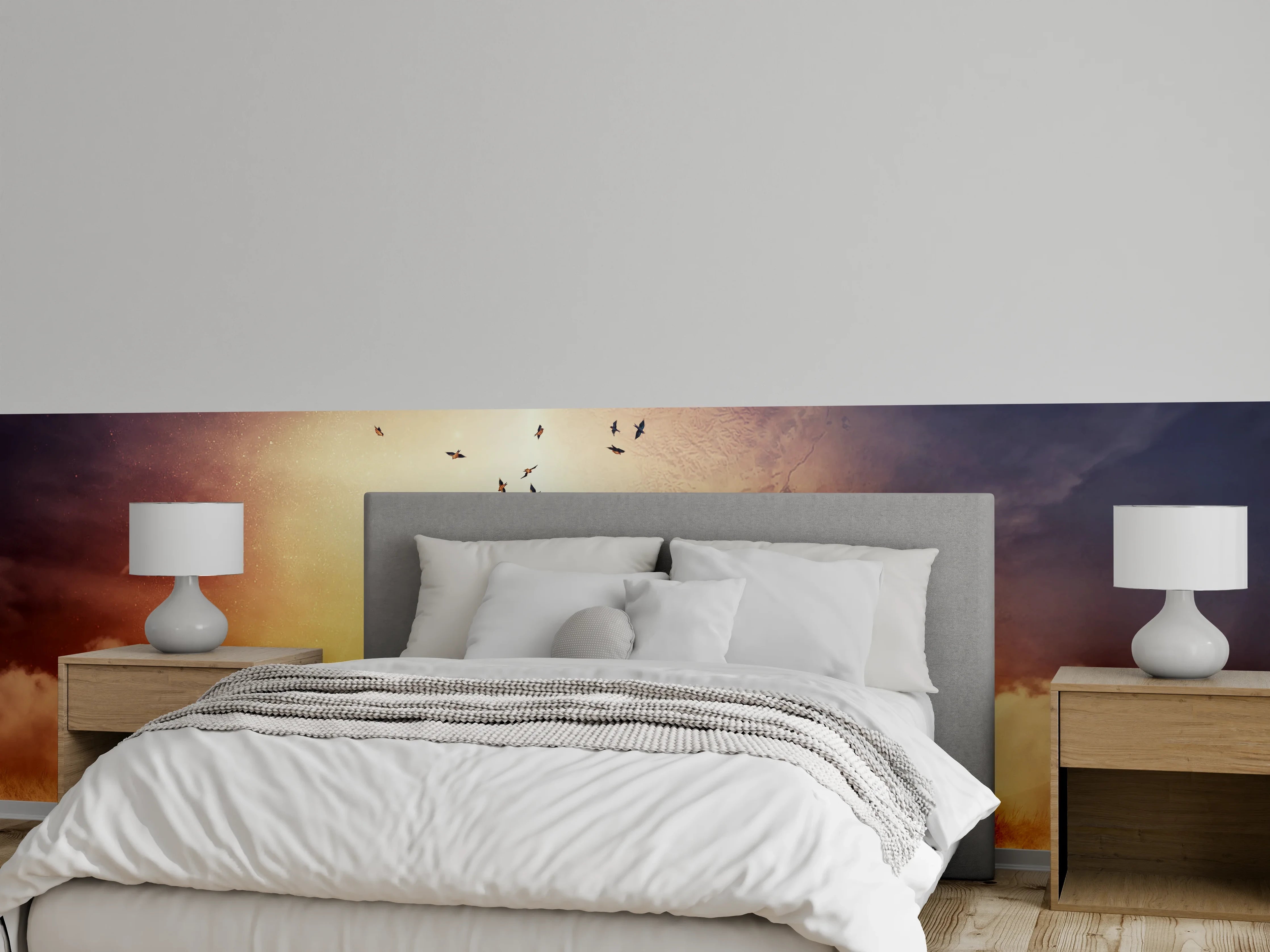 Wandverkleidung Schlafzimmer - Traumhafte Fantasielandschaft mit Mond