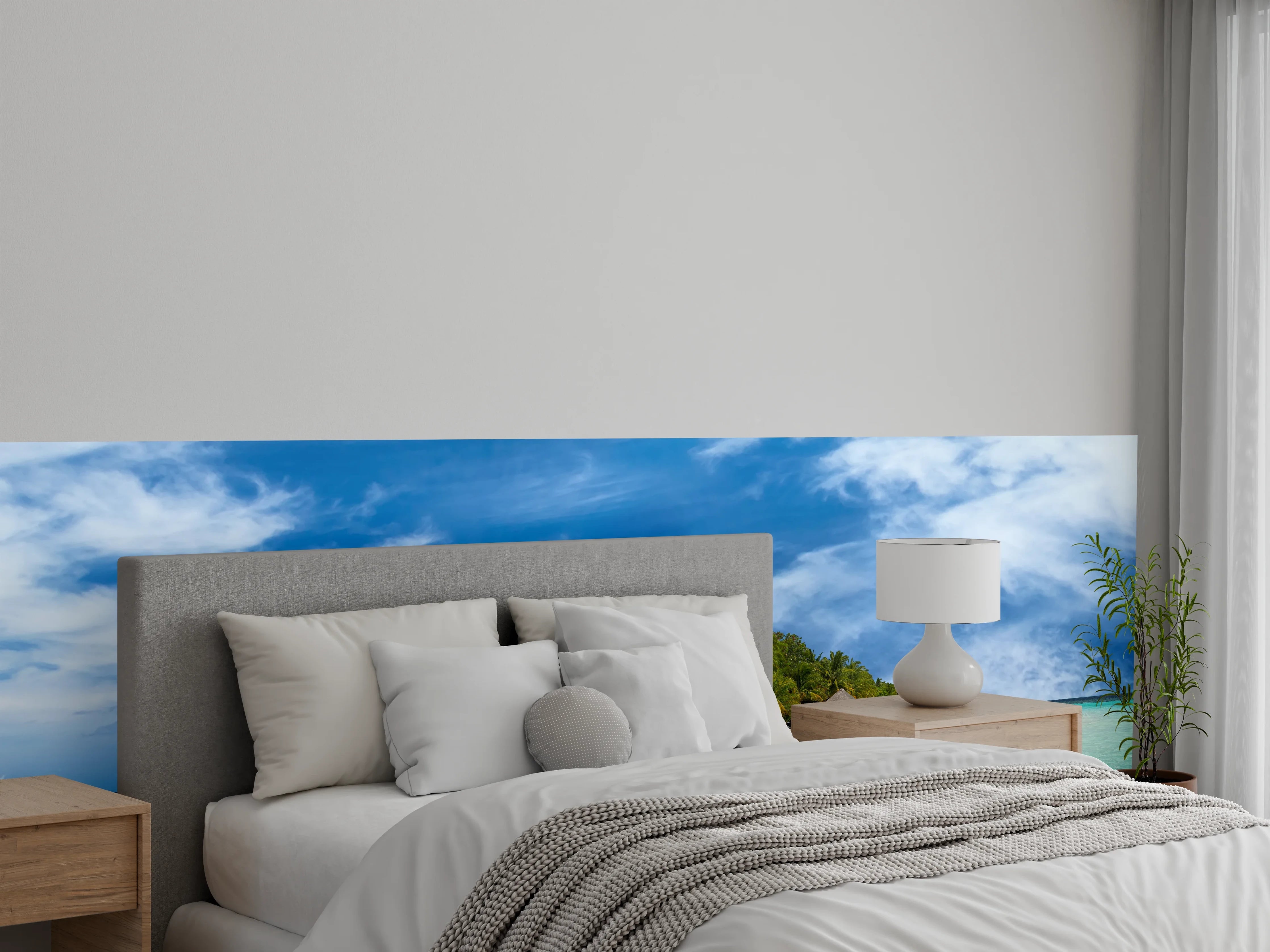 Wandverkleidung Schlafzimmer - Traumhafte Insel: Paradiesischer Strandblick