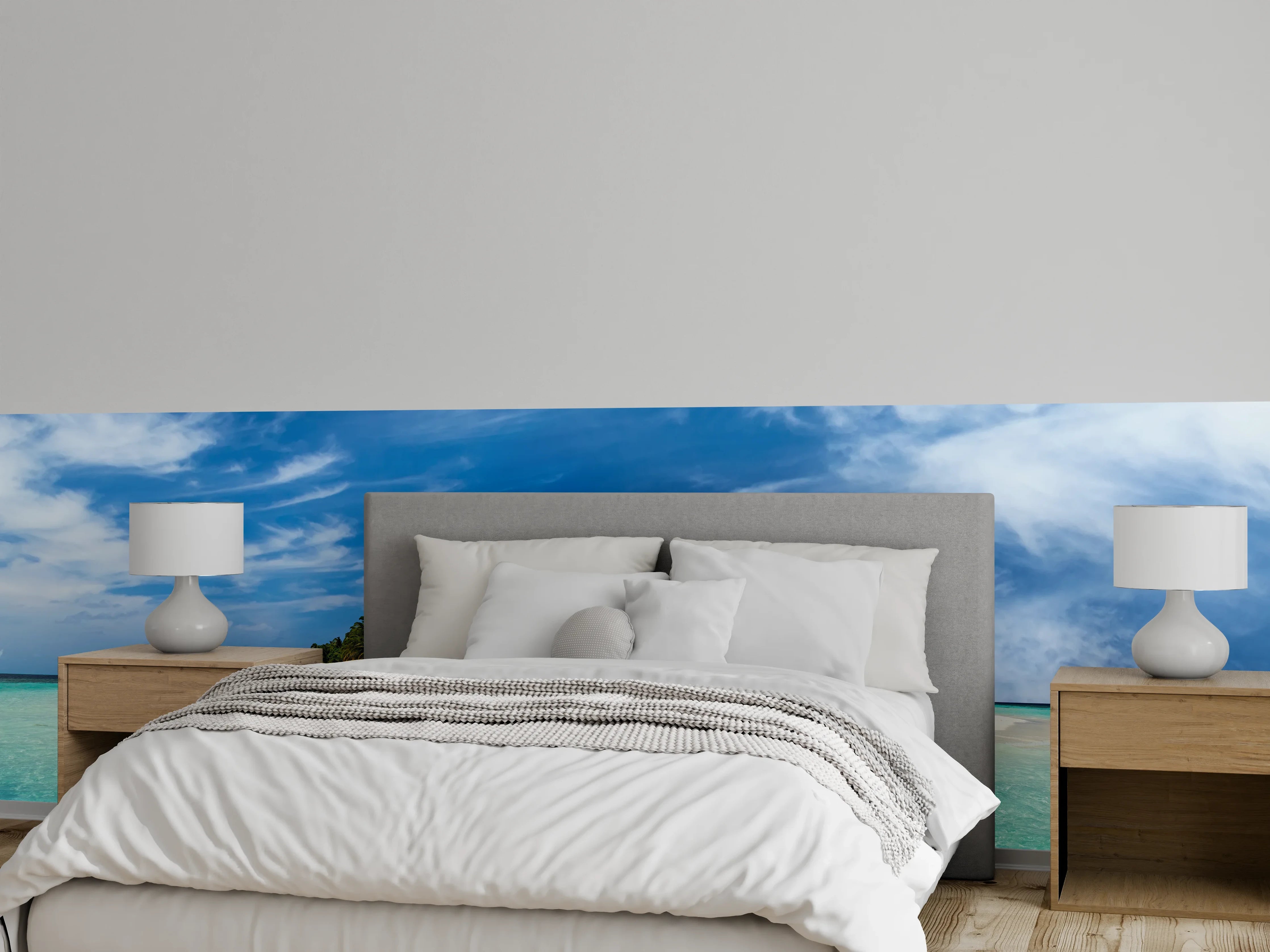 Wandverkleidung Schlafzimmer - Traumhafte Insel: Paradiesischer Strandblick