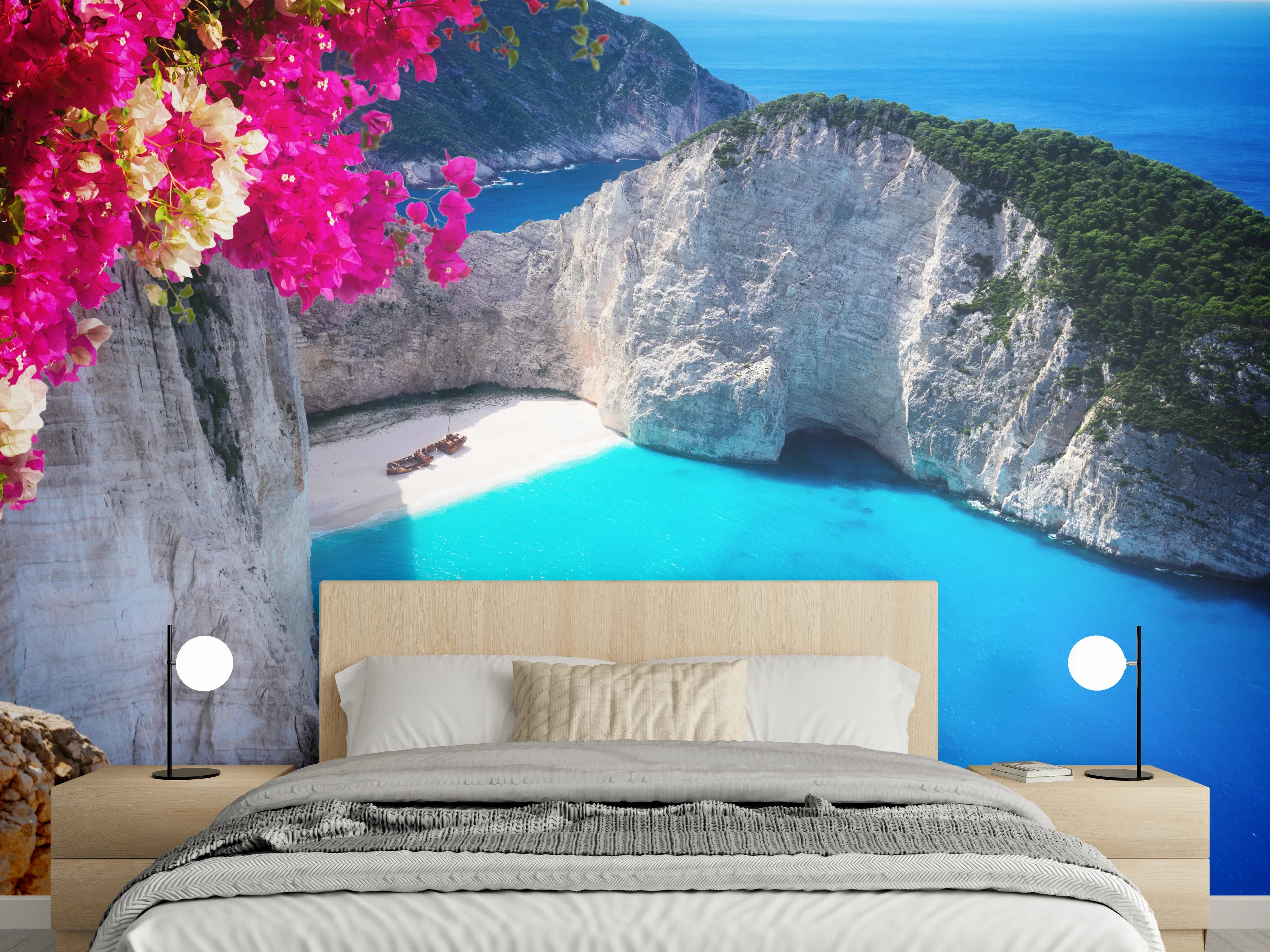 Wandverkleidung Schlafzimmer - Traumhafte Meeresbucht Wandbild