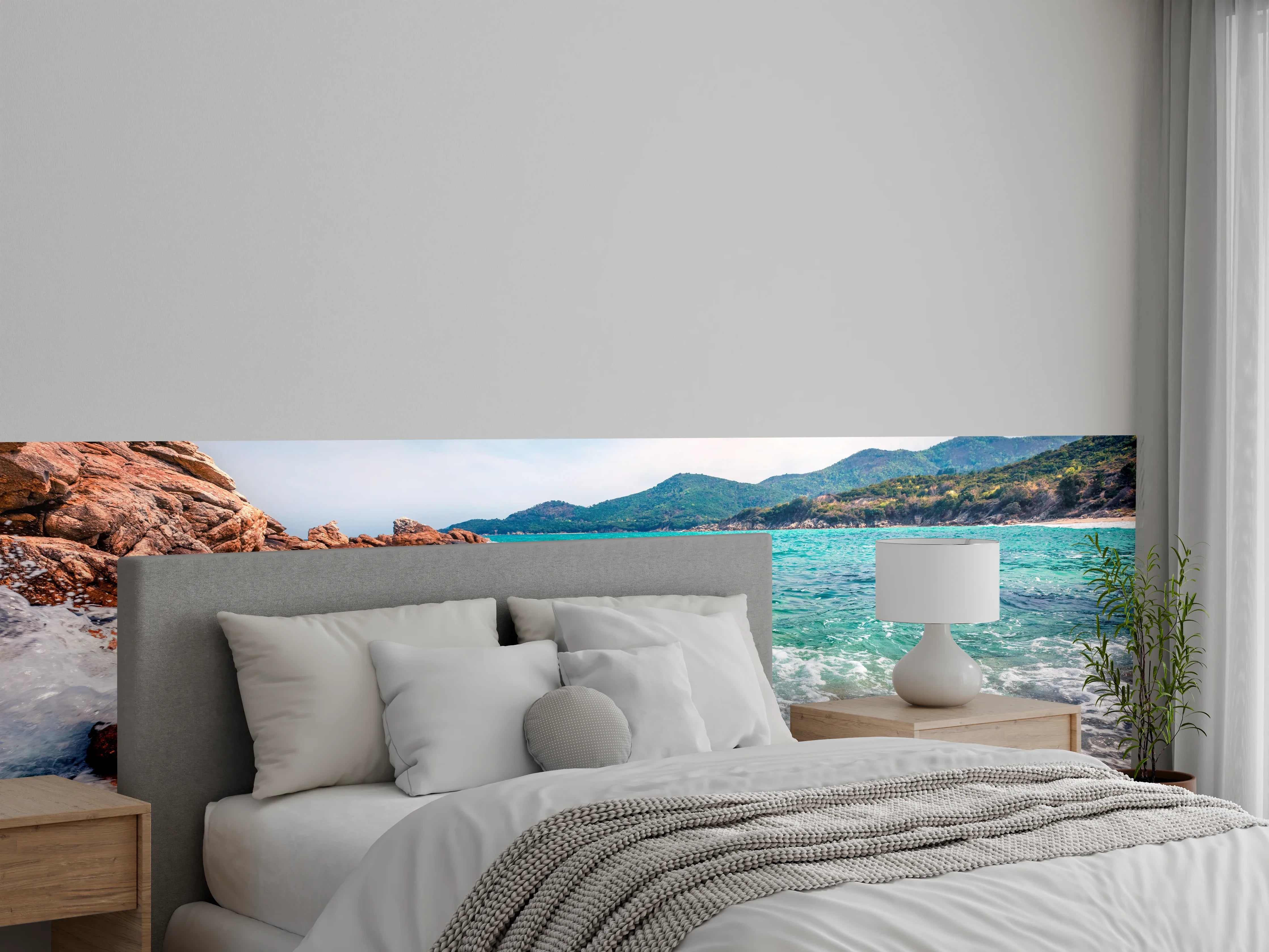 Wandverkleidung Schlafzimmer - Traumhafter Sandstrand mit türkisblauem Meer