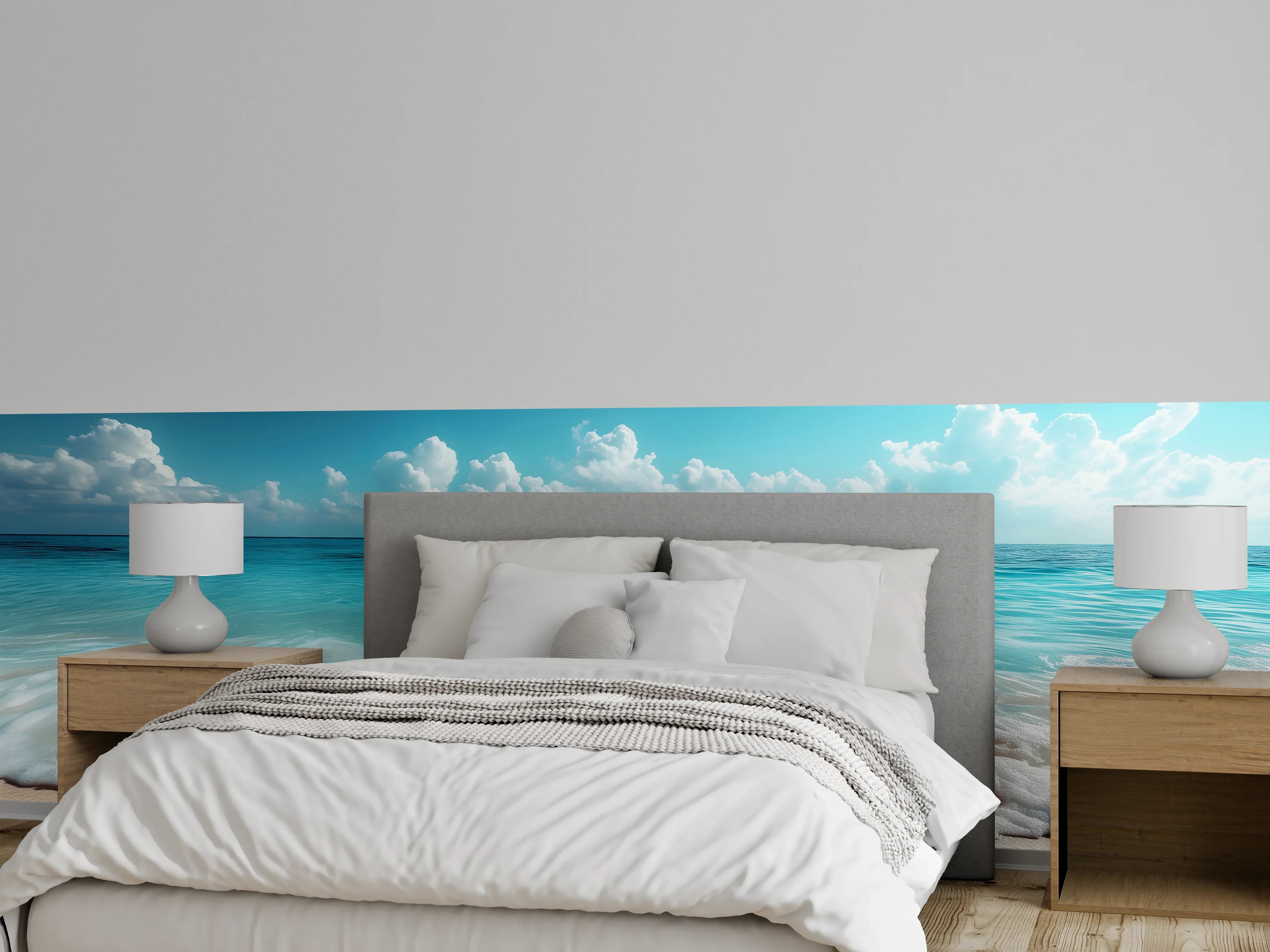 Wandverkleidung Schlafzimmer - Traumhafter Strand mit Badereifen Dekor