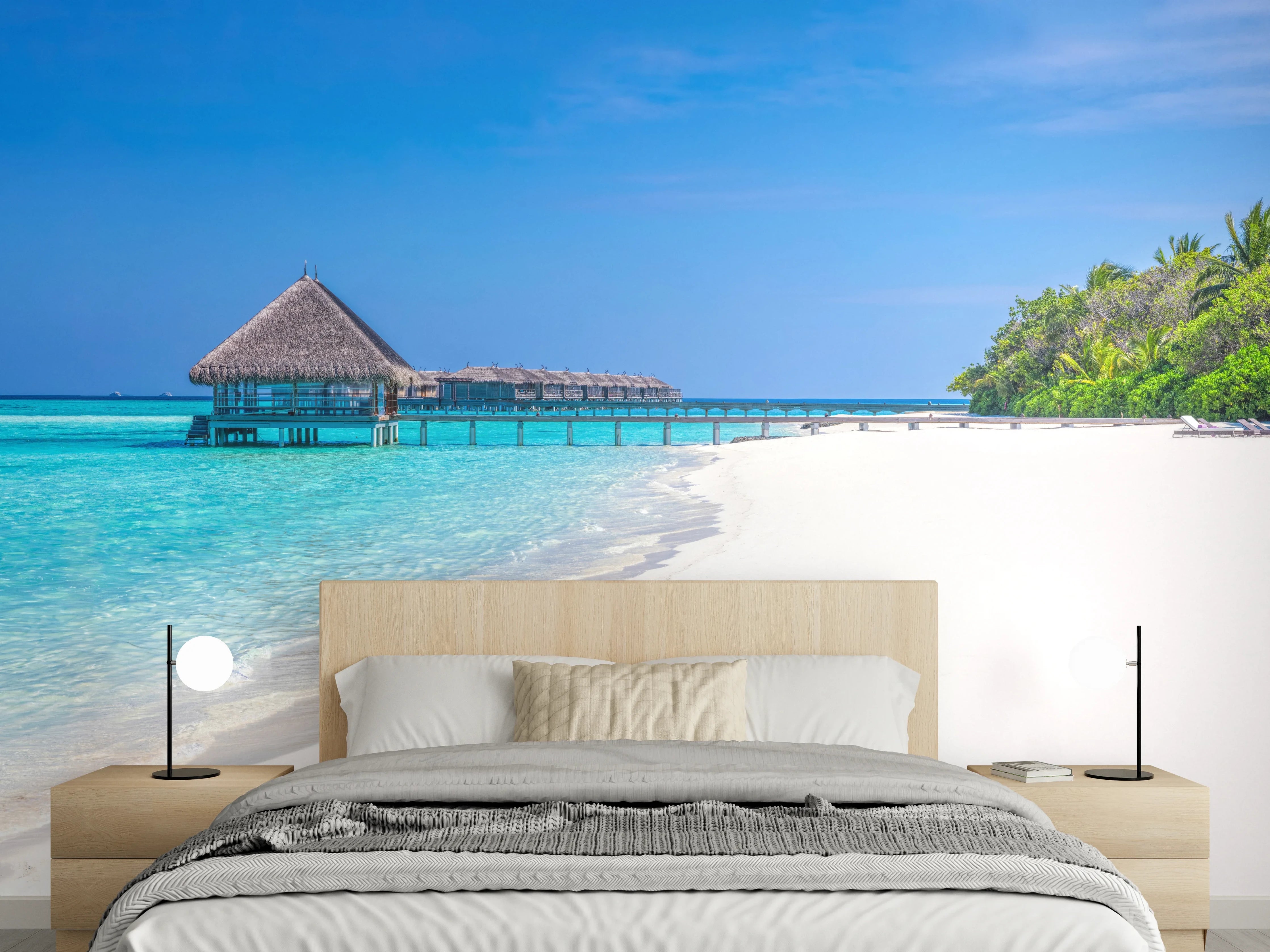 Wandverkleidung Schlafzimmer - Traumstrand Malediven Inselparadies Motiv