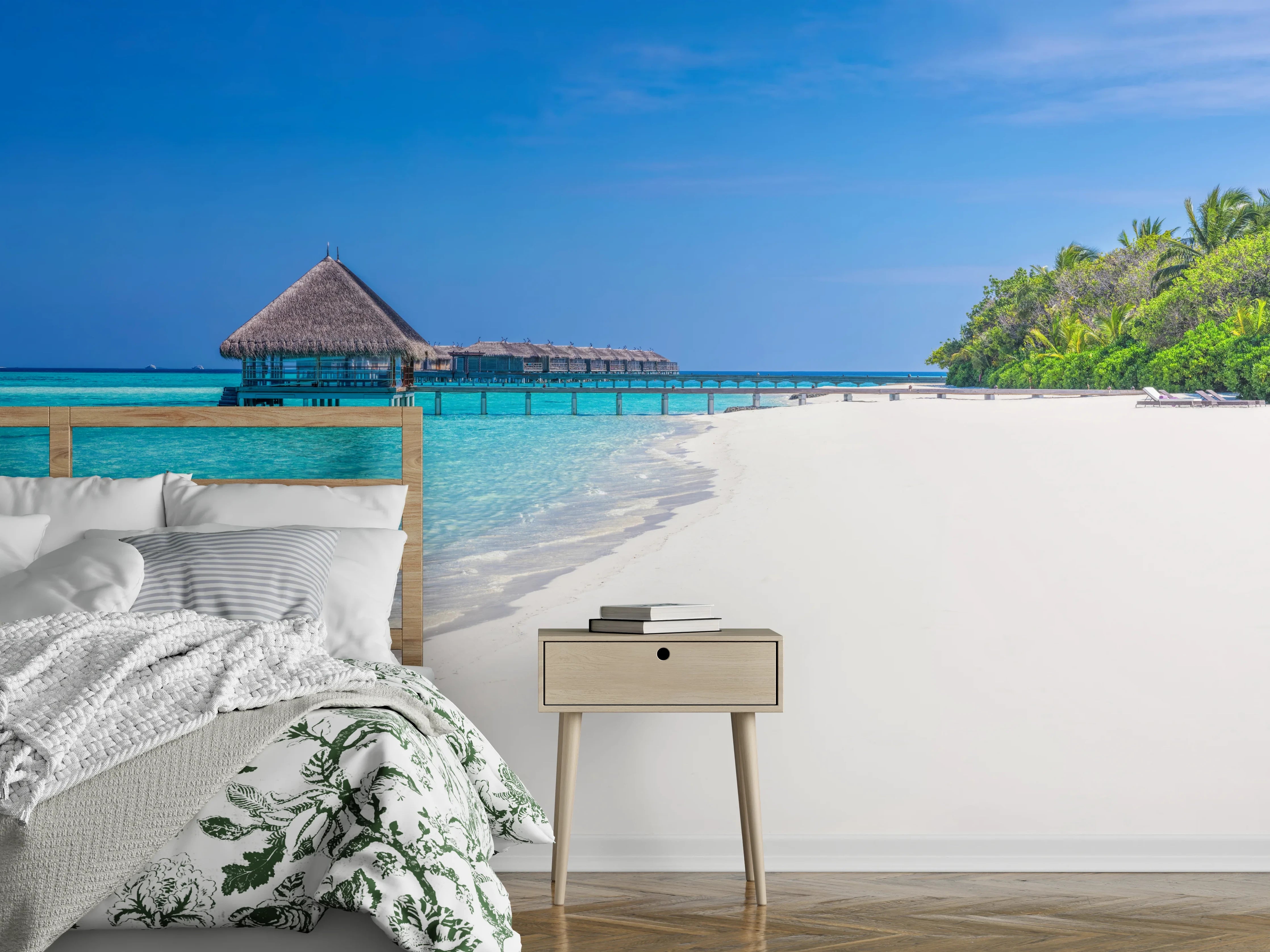 Wandverkleidung Schlafzimmer - Traumstrand Malediven Inselparadies Motiv