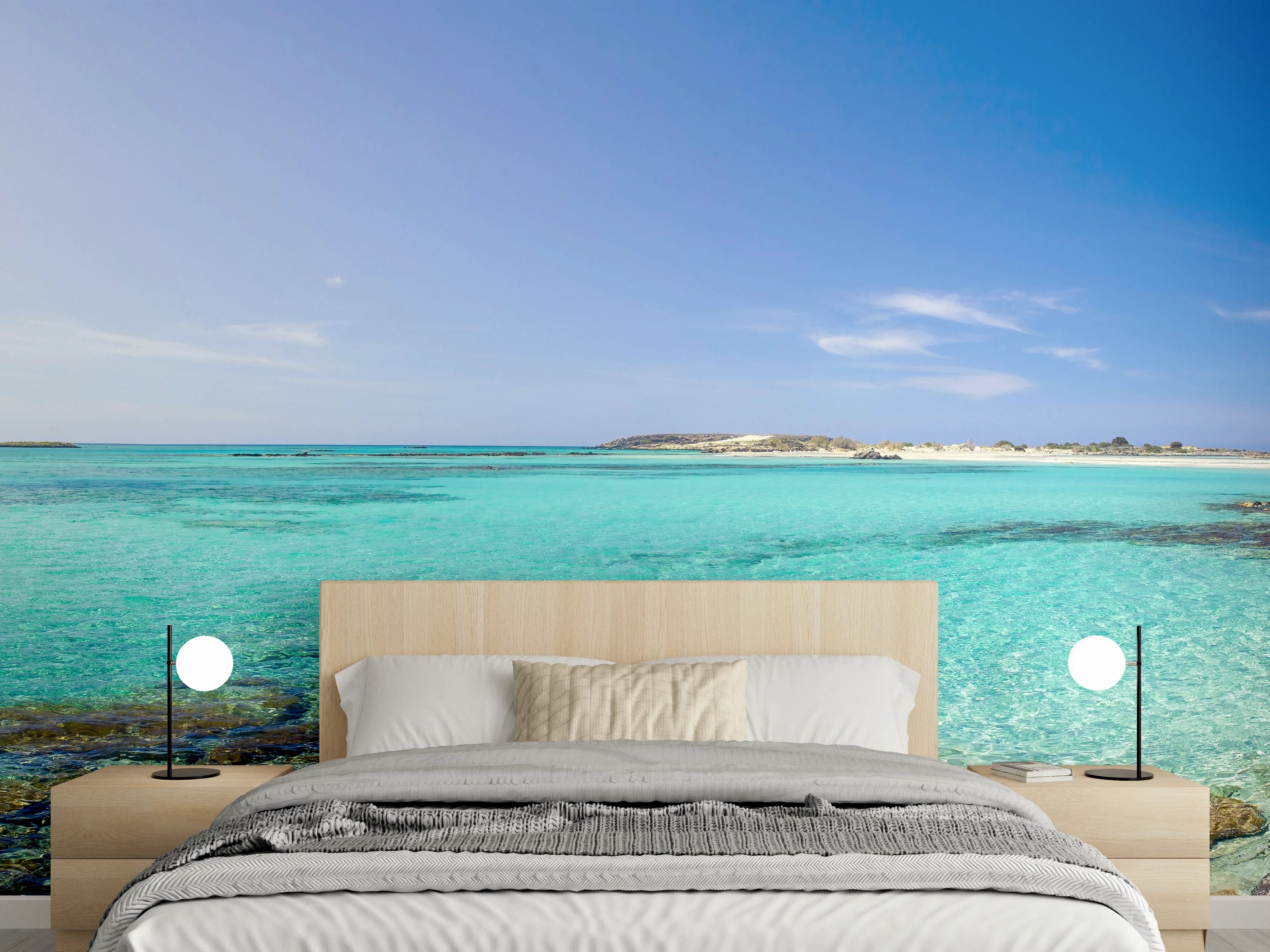 Wandverkleidung Schlafzimmer - Traumstrand Panorama – Türkise Lagune