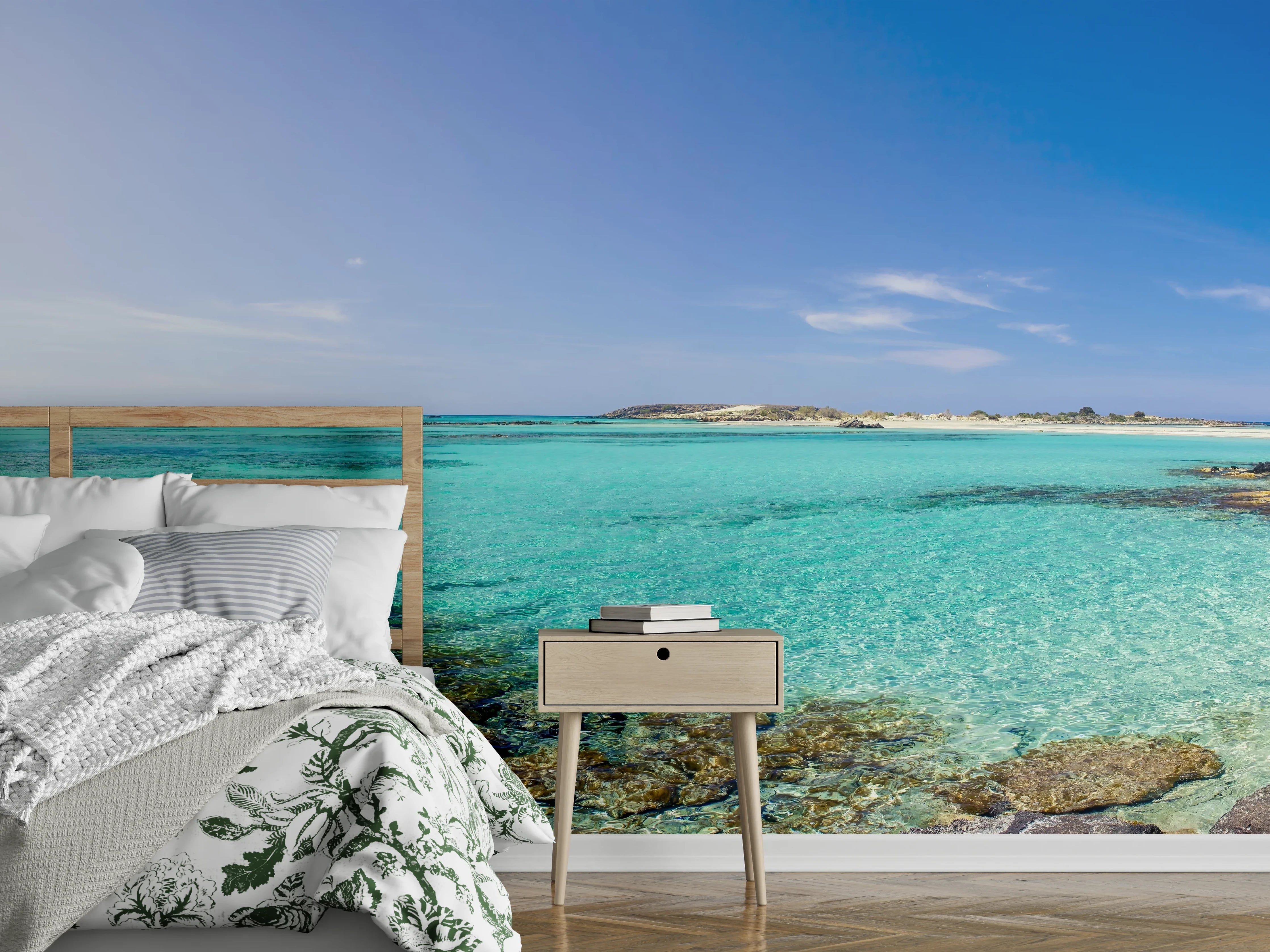 Wandverkleidung Schlafzimmer - Traumstrand Panorama – Türkise Lagune