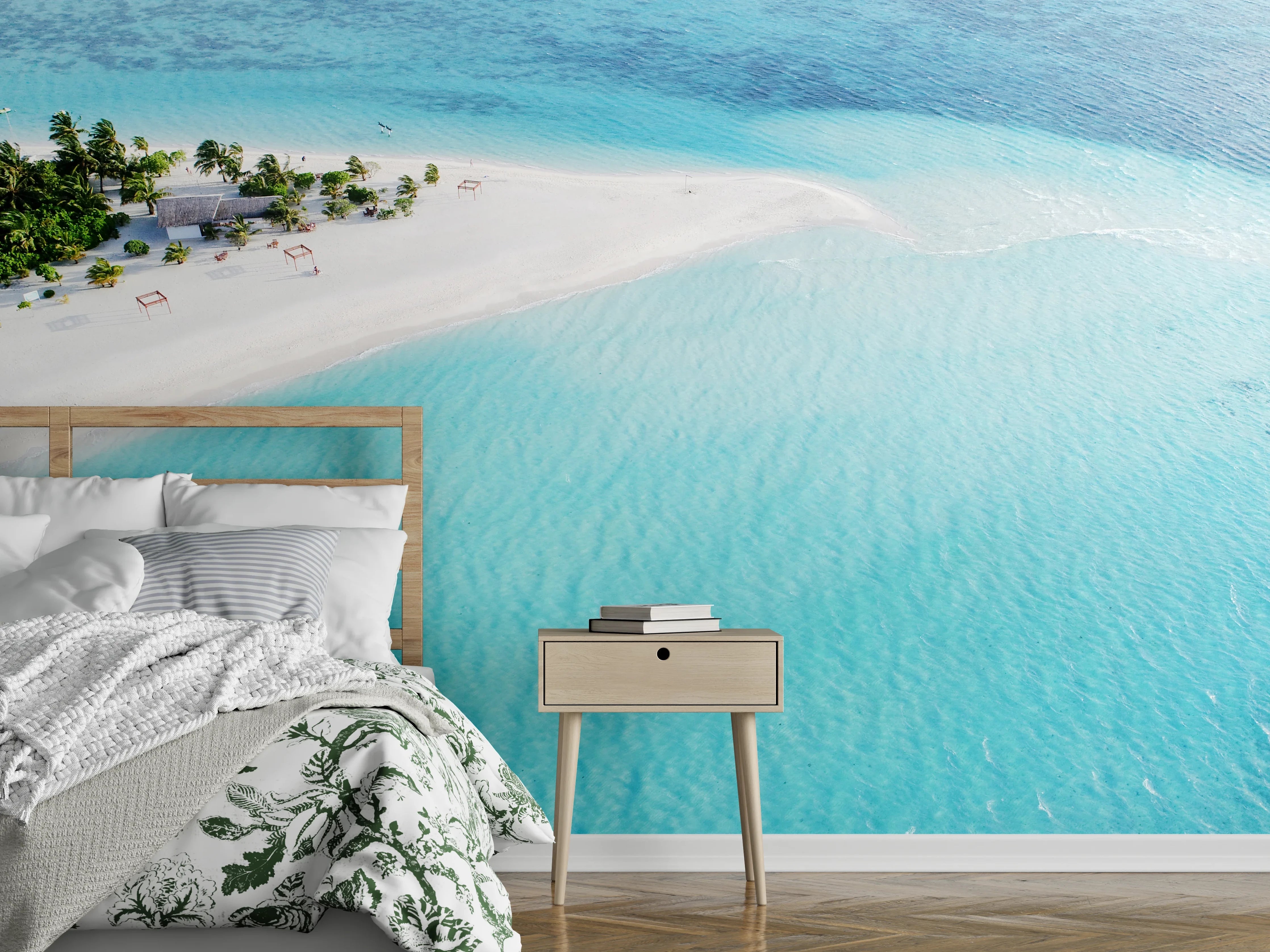 Wandverkleidung Schlafzimmer - Traumstrand – Türkisblaues Inselparadies