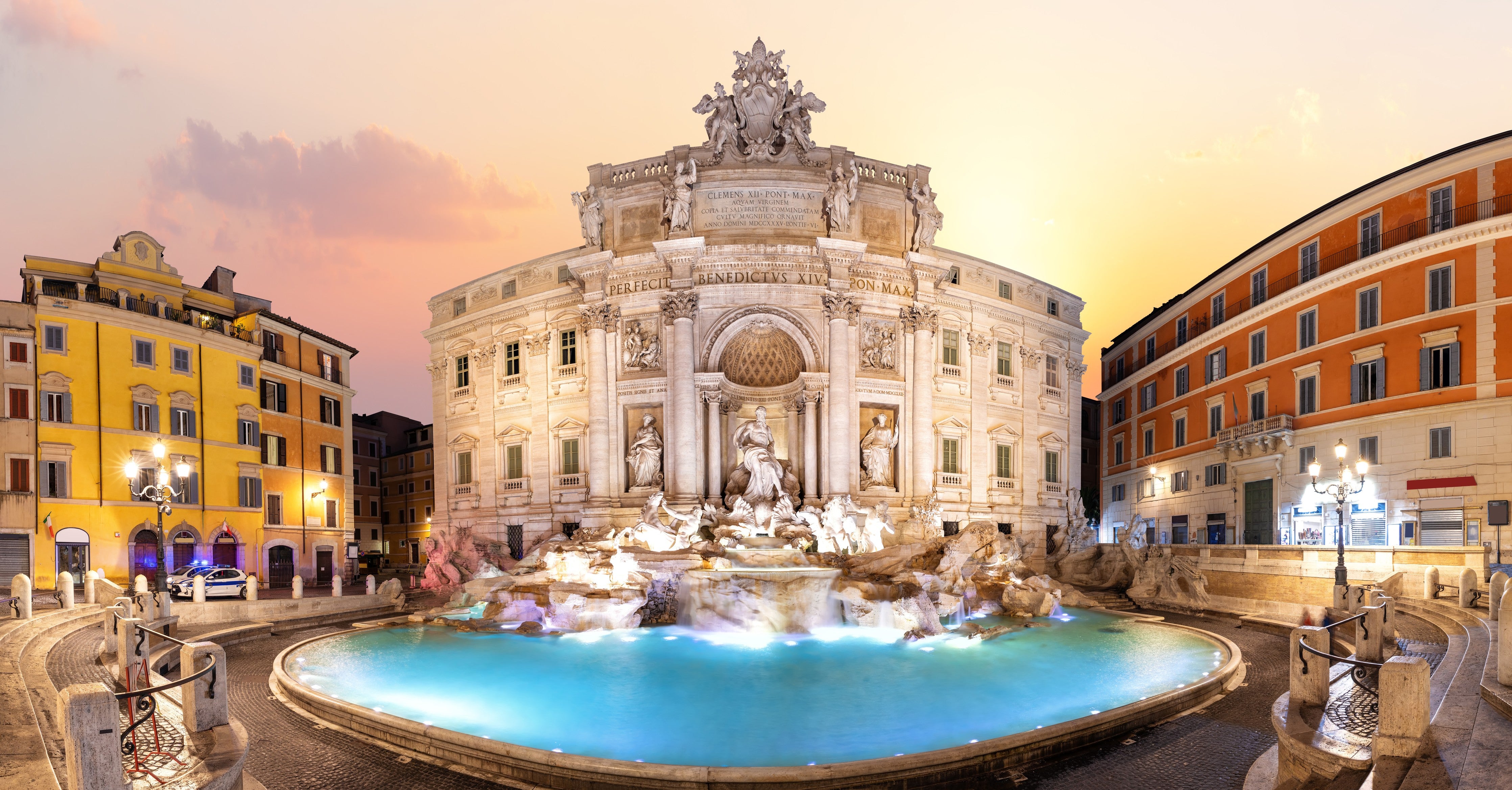 Wandverkleidung Schlafzimmer-Trevi-Brunnen bei Sonnenaufgang