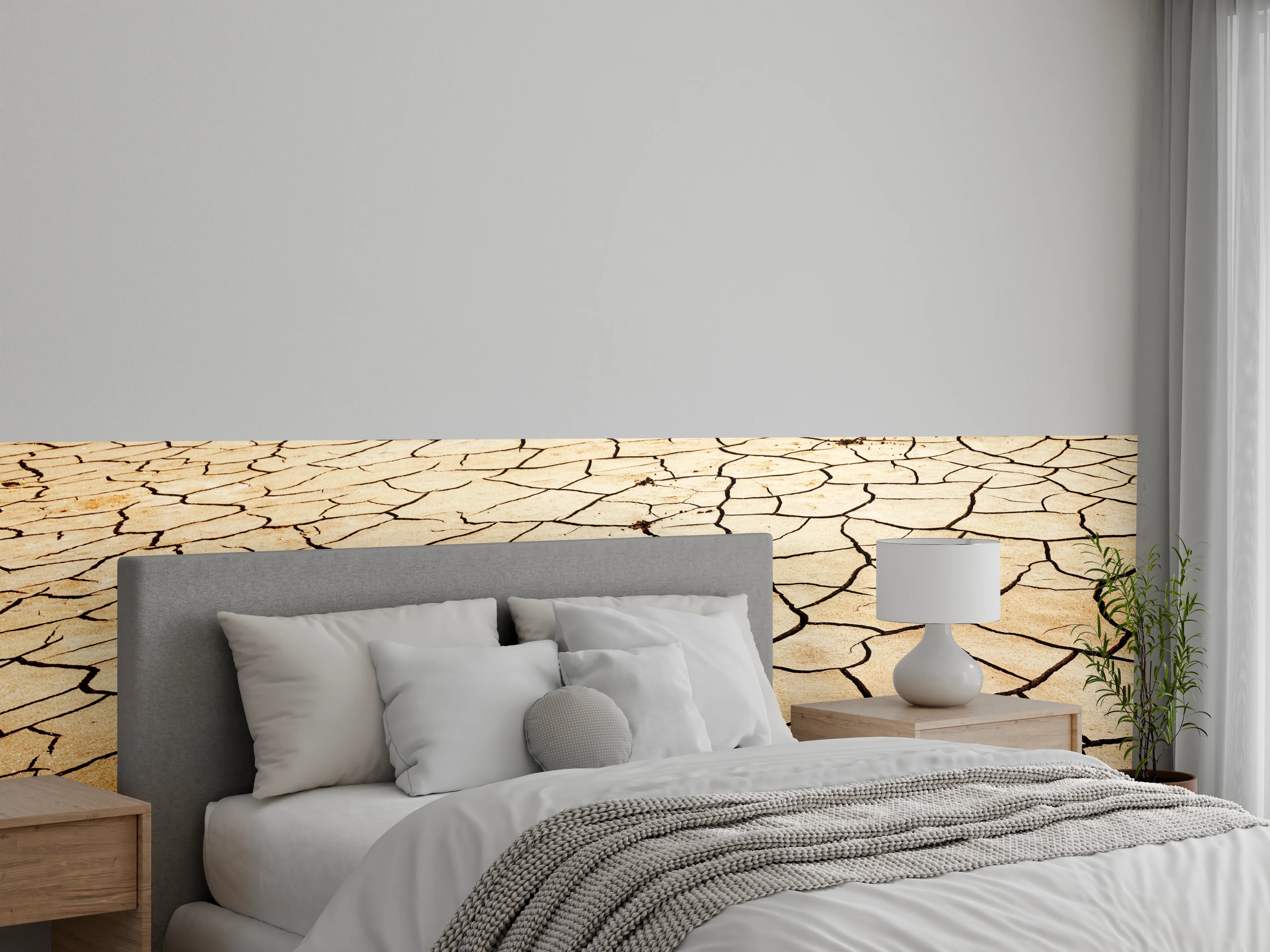 Wandverkleidung Schlafzimmer - Trockene Erde Risse Textur