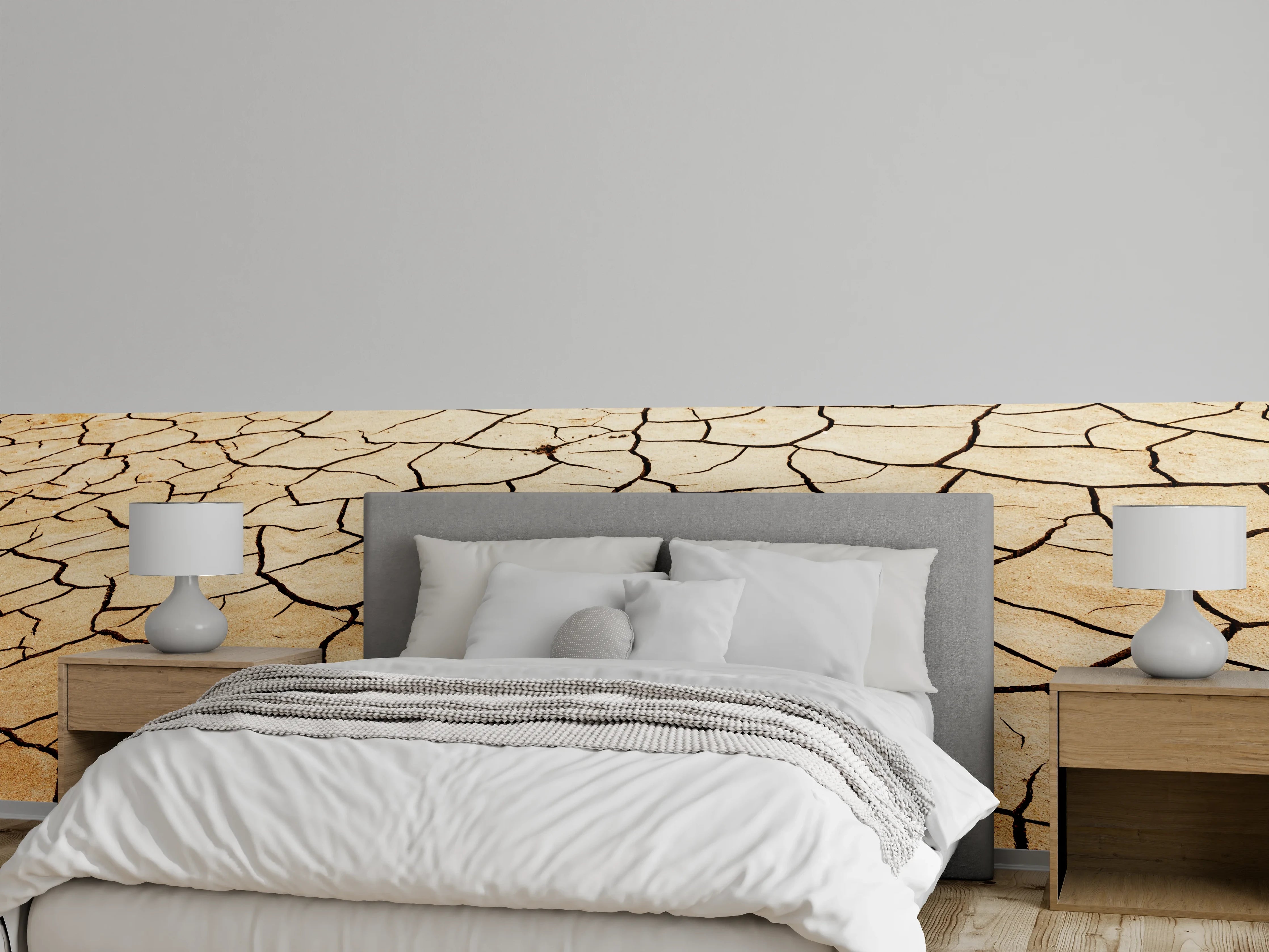 Wandverkleidung Schlafzimmer - Trockene Erde Risse Textur