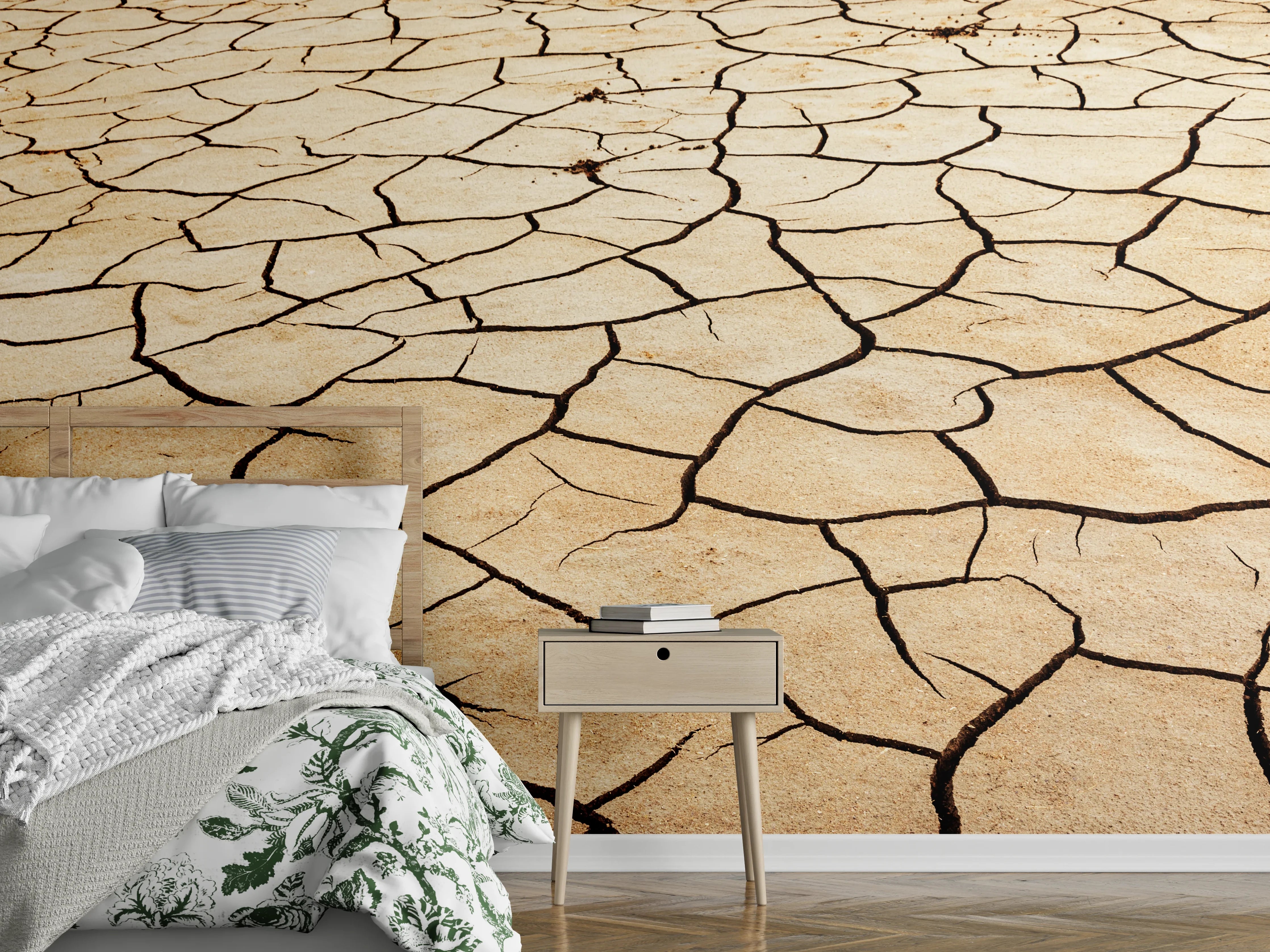 Wandverkleidung Schlafzimmer - Trockene Erde Risse Textur