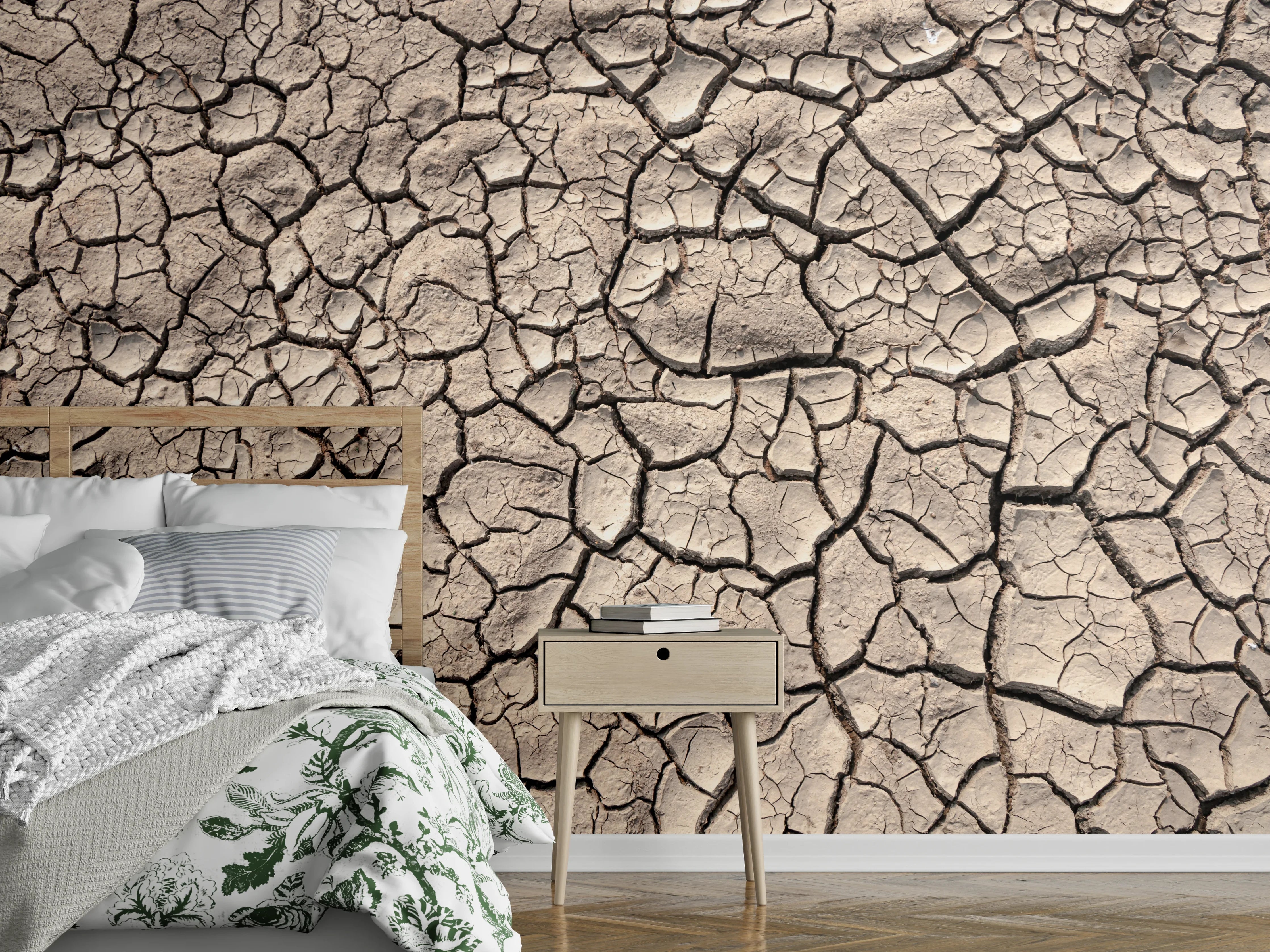 Wandverkleidung Schlafzimmer - Trockene Erde Struktur Beige Braun