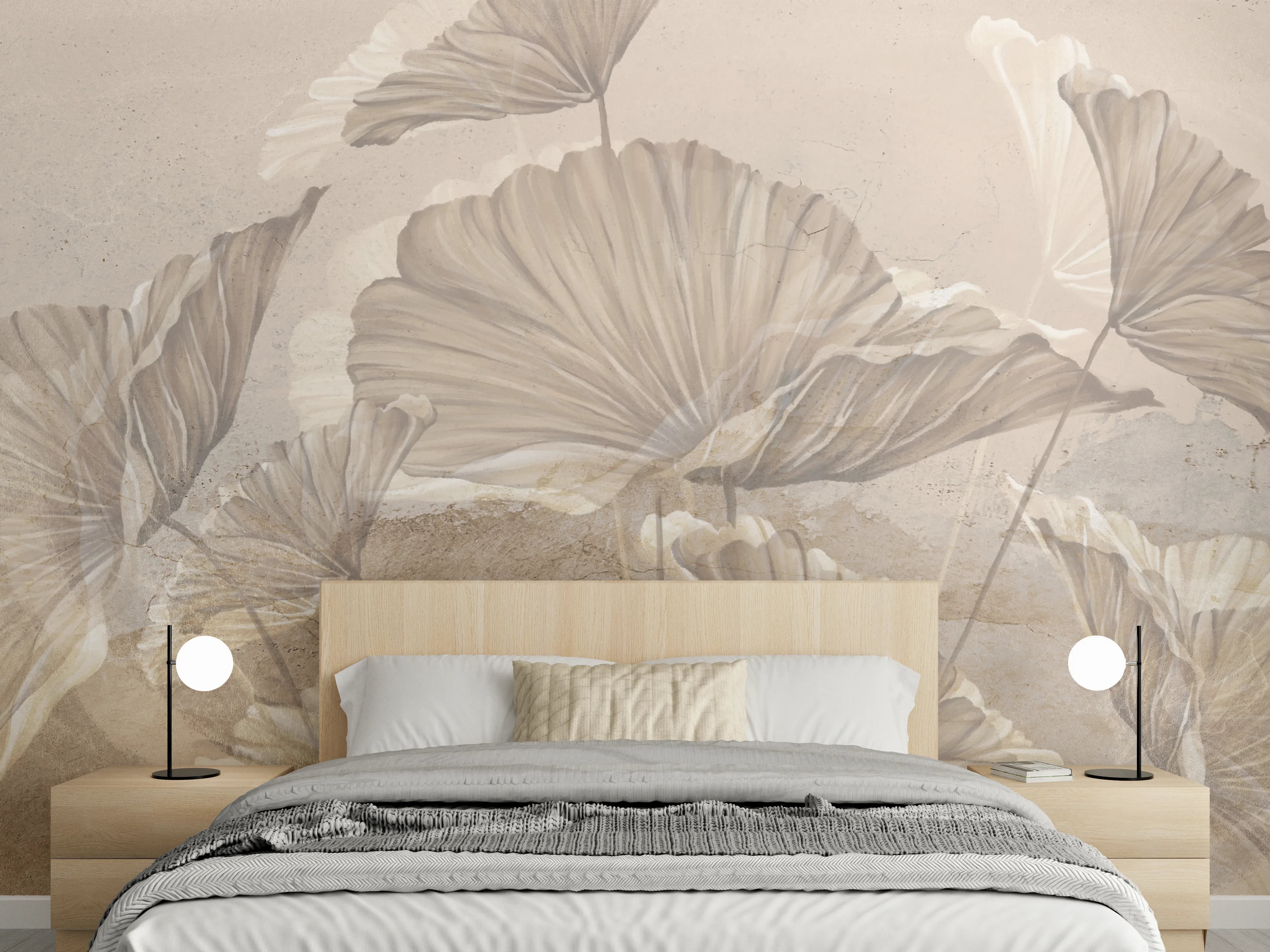 Wandverkleidung Schlafzimmer - Tropische Blätter - Zeichnung