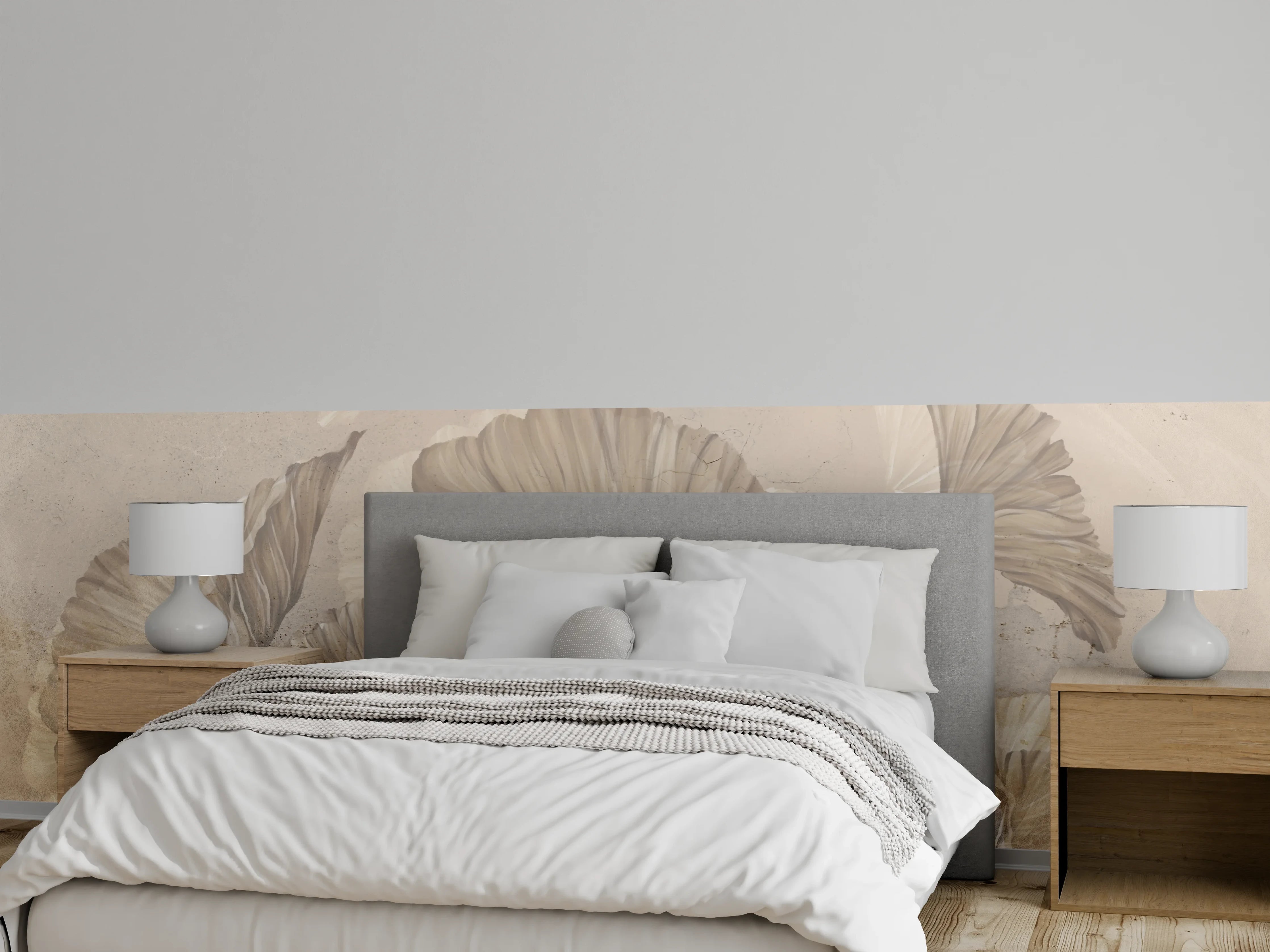 Wandverkleidung Schlafzimmer - Tropische Blätter - Zeichnung