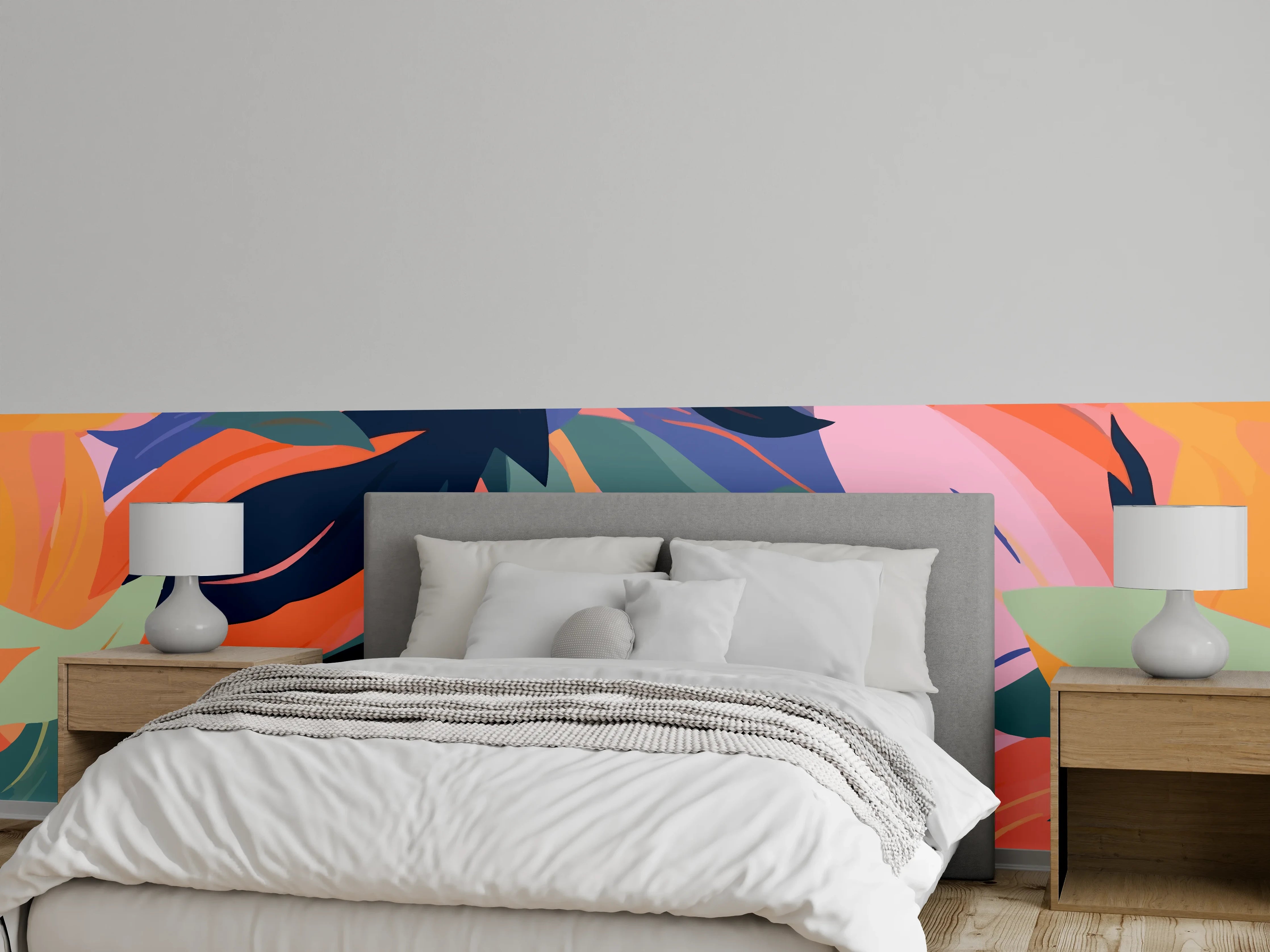 Wandverkleidung Schlafzimmer - Tropische Blütenblätter Bunt