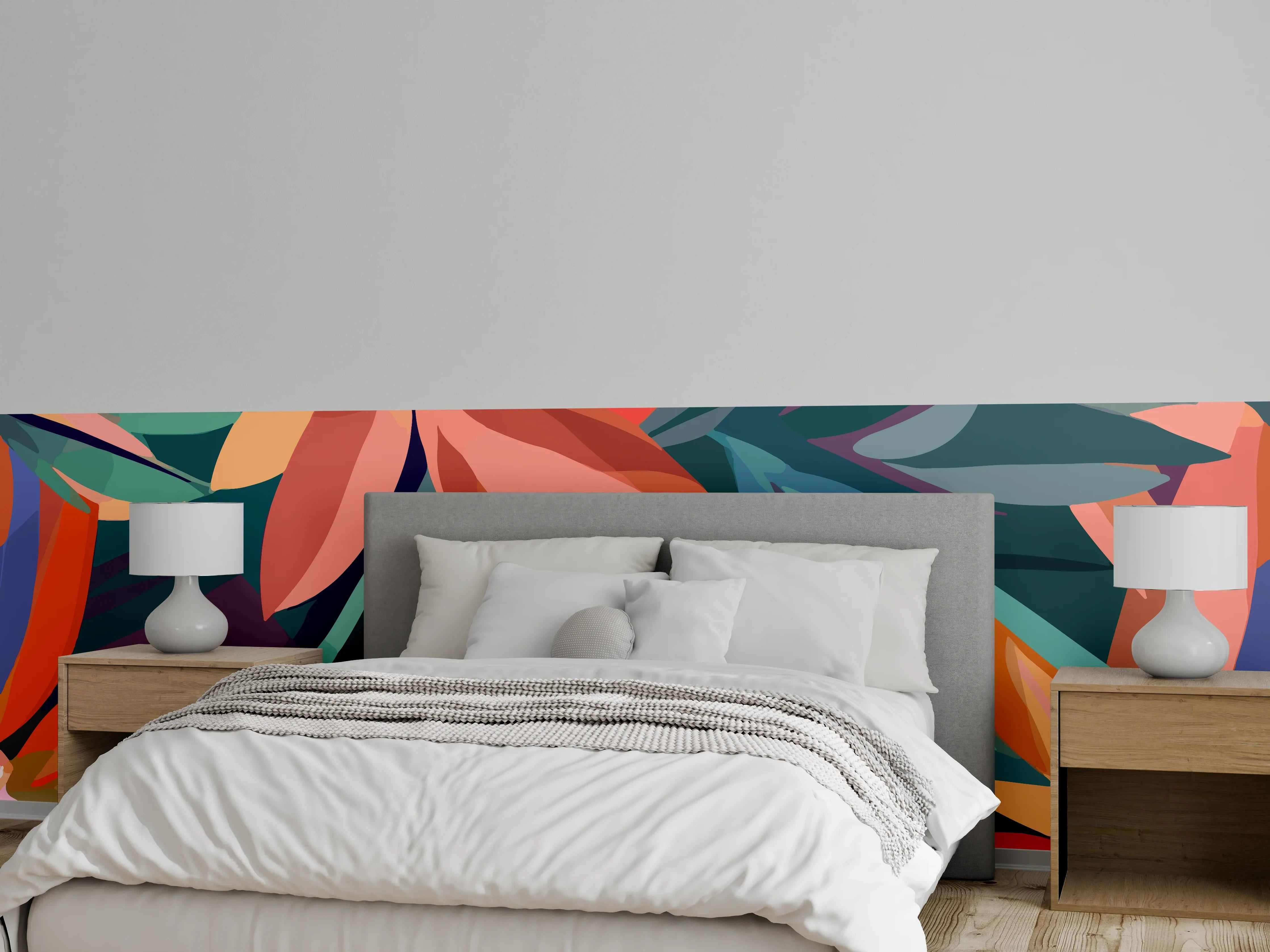 Wandverkleidung Schlafzimmer - Tropische Petals Koralle-Grün