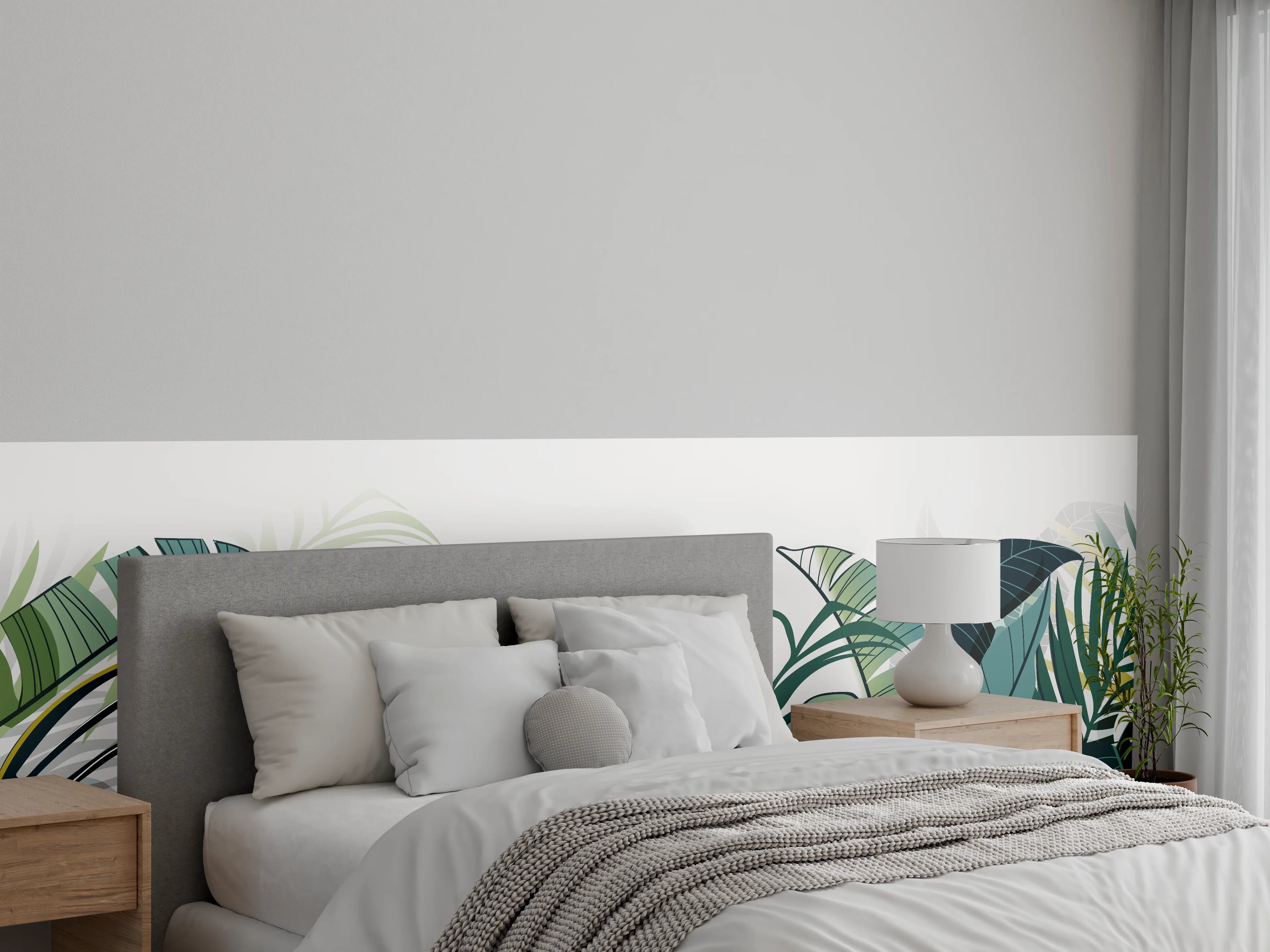 Wandverkleidung Schlafzimmer - Tropische Pflanzen Illustration