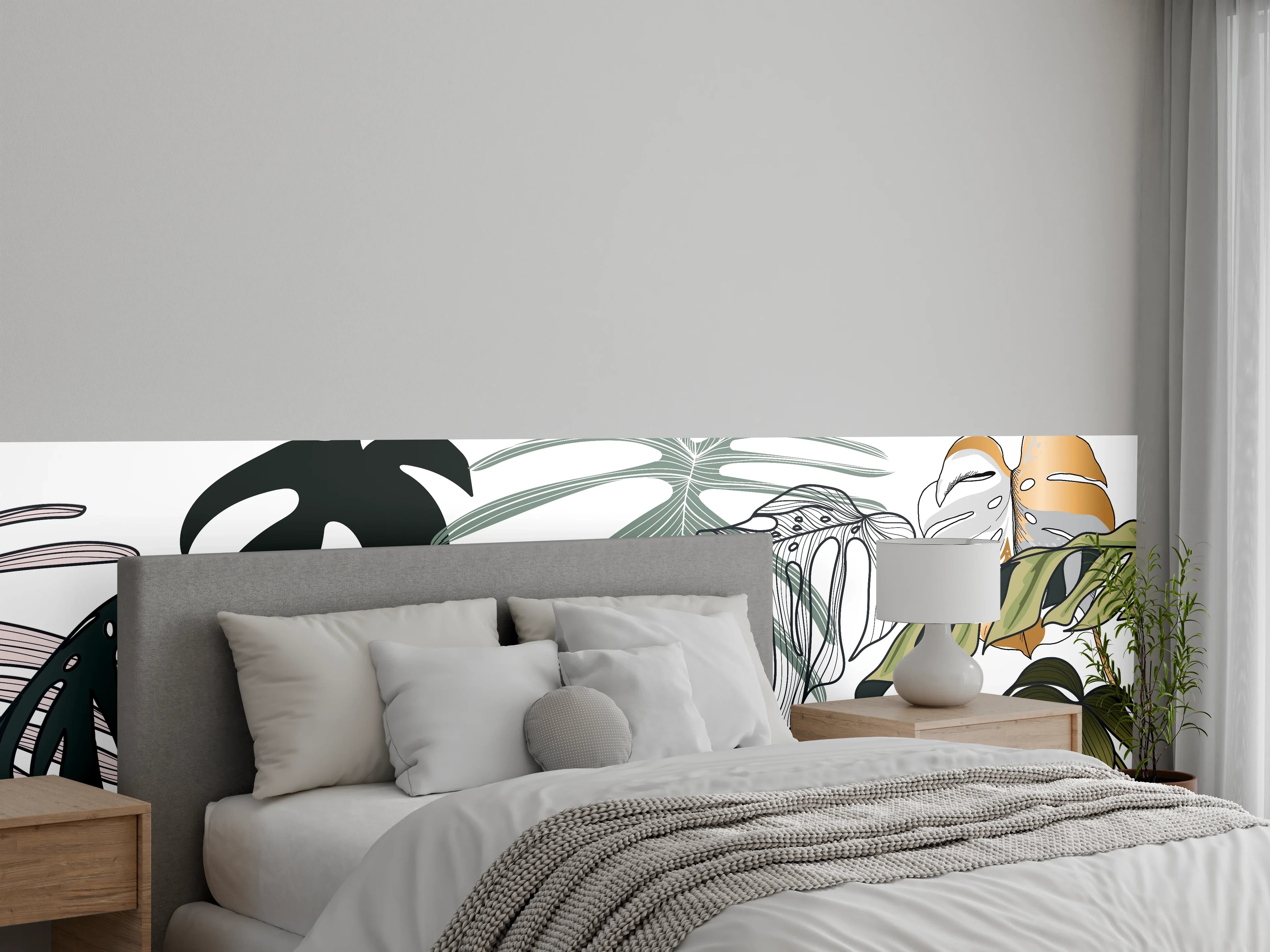 Wandverkleidung Schlafzimmer - Tropische Pflanzen Muster