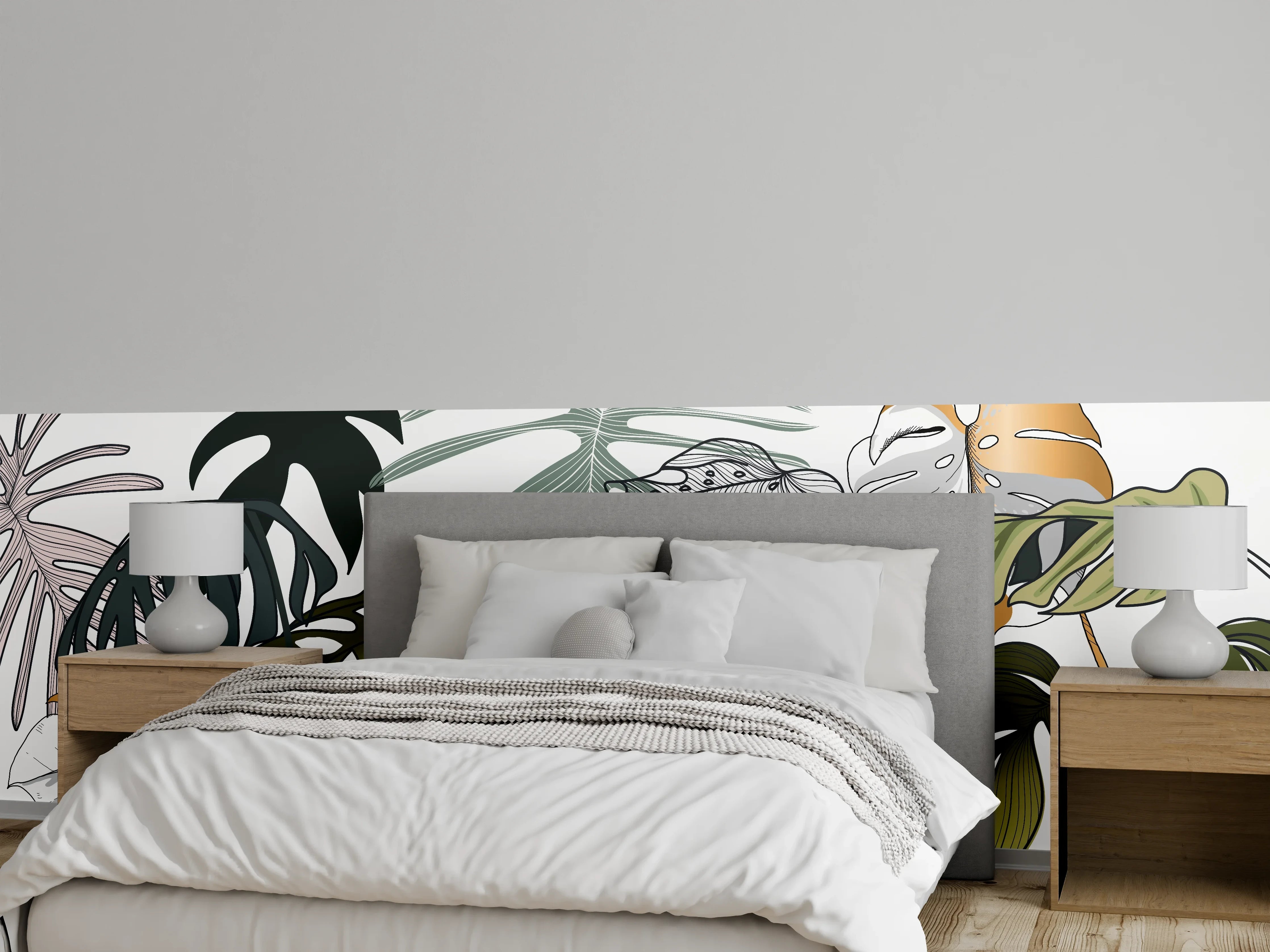 Wandverkleidung Schlafzimmer - Tropische Pflanzen Muster
