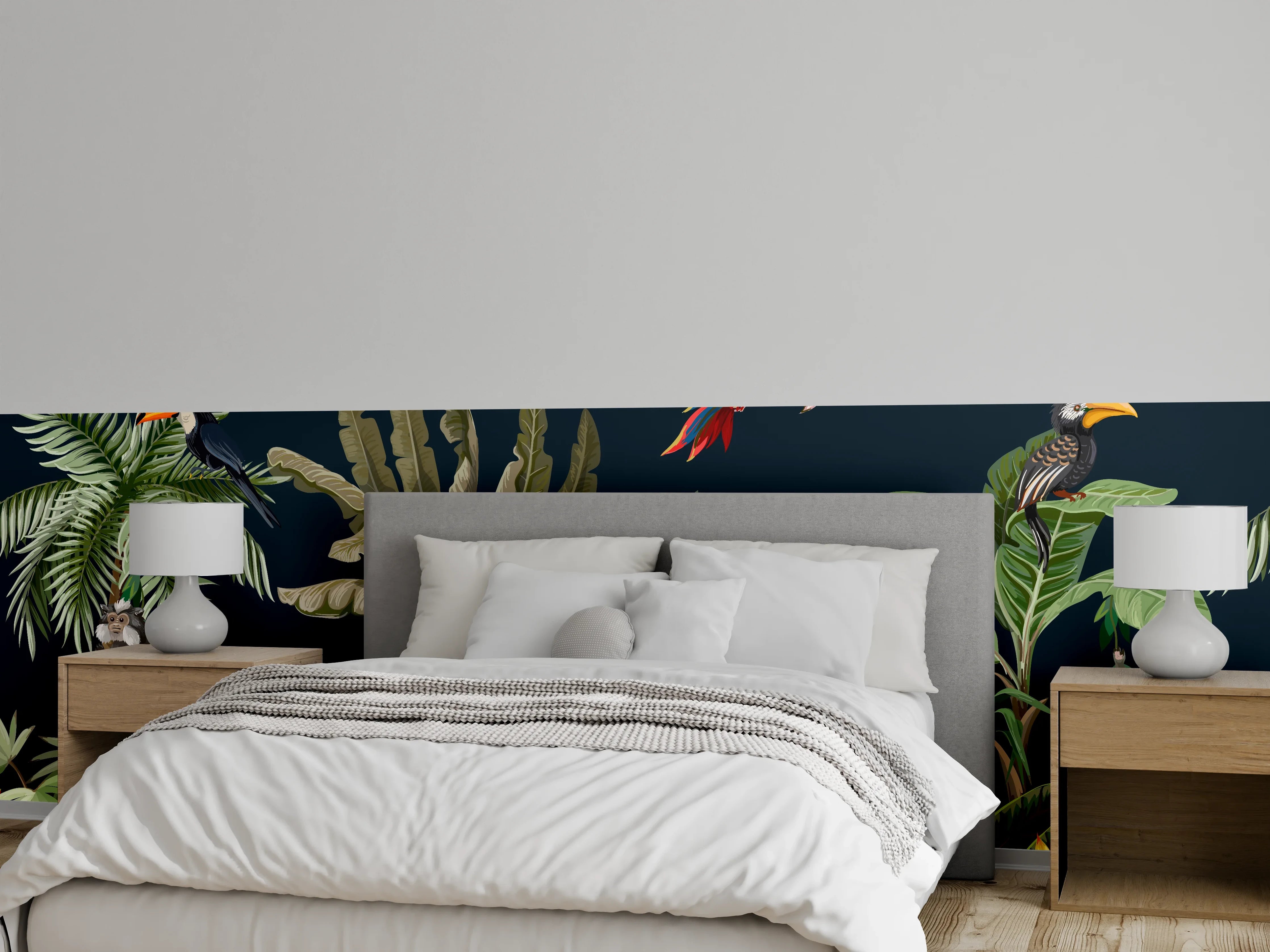 Wandverkleidung Schlafzimmer - Tropische Pflanzen & Tiere