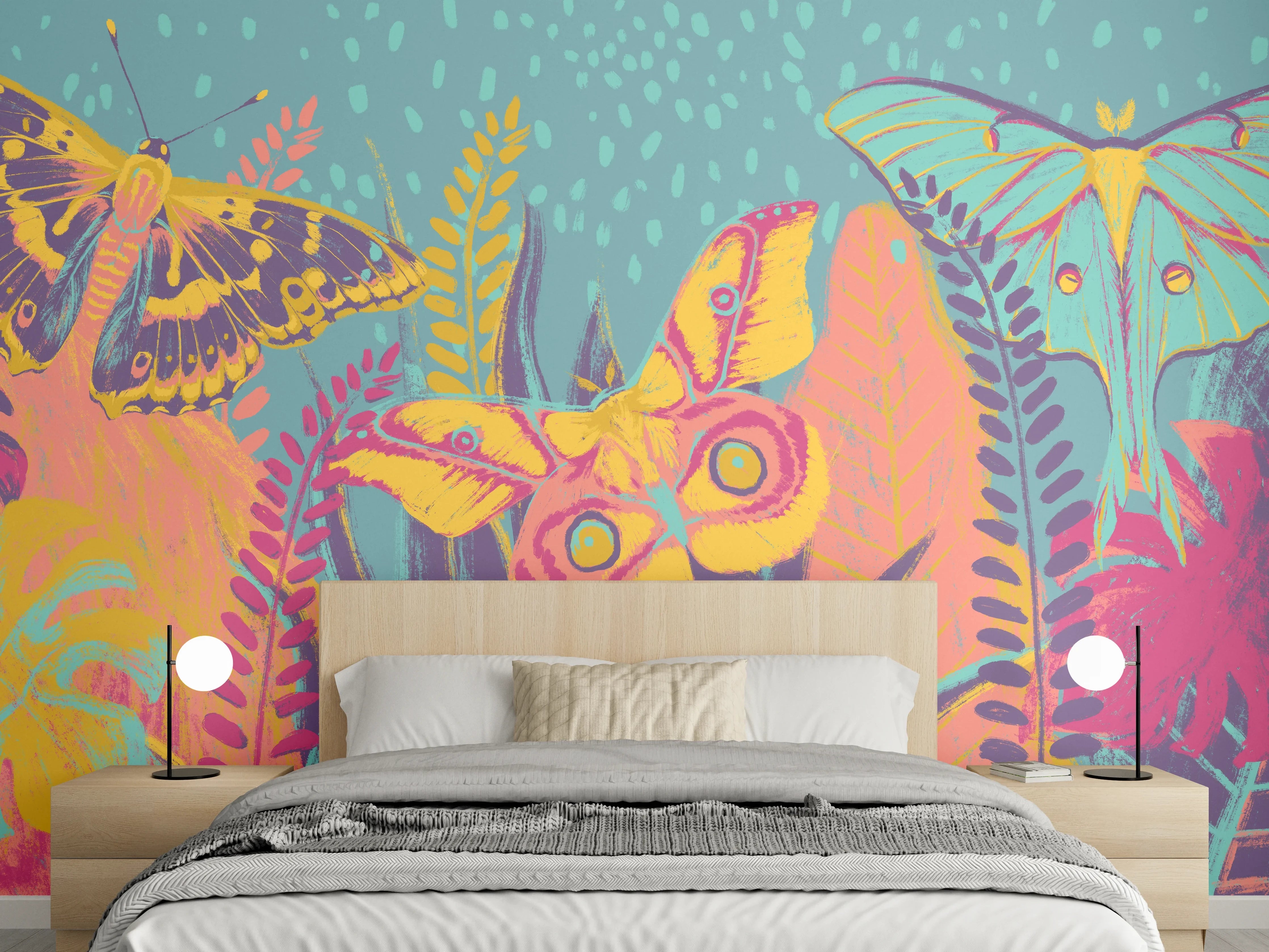 Wandverkleidung Schlafzimmer - Tropischer Blick - Bunt