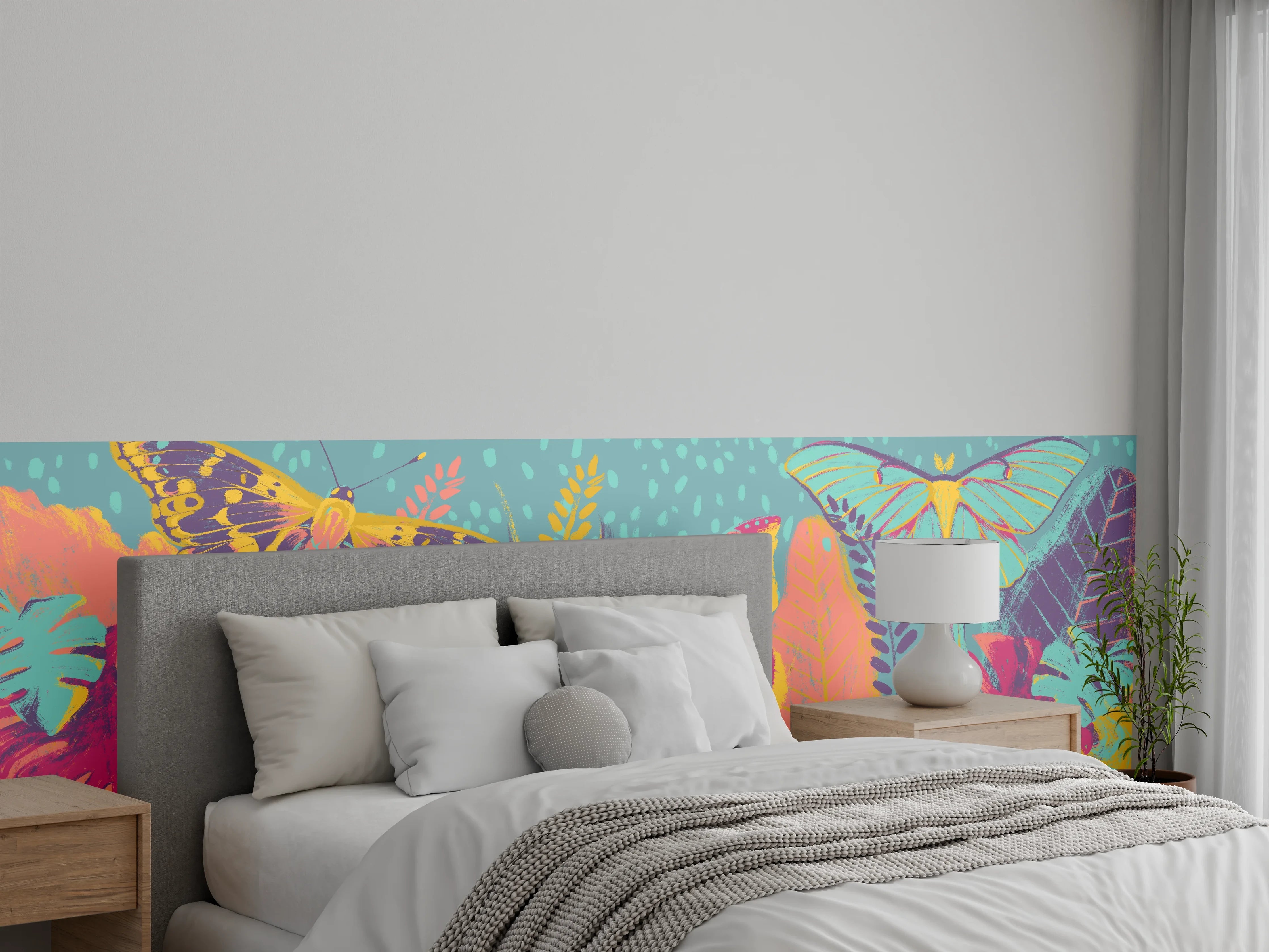 Wandverkleidung Schlafzimmer - Tropischer Blick - Bunt