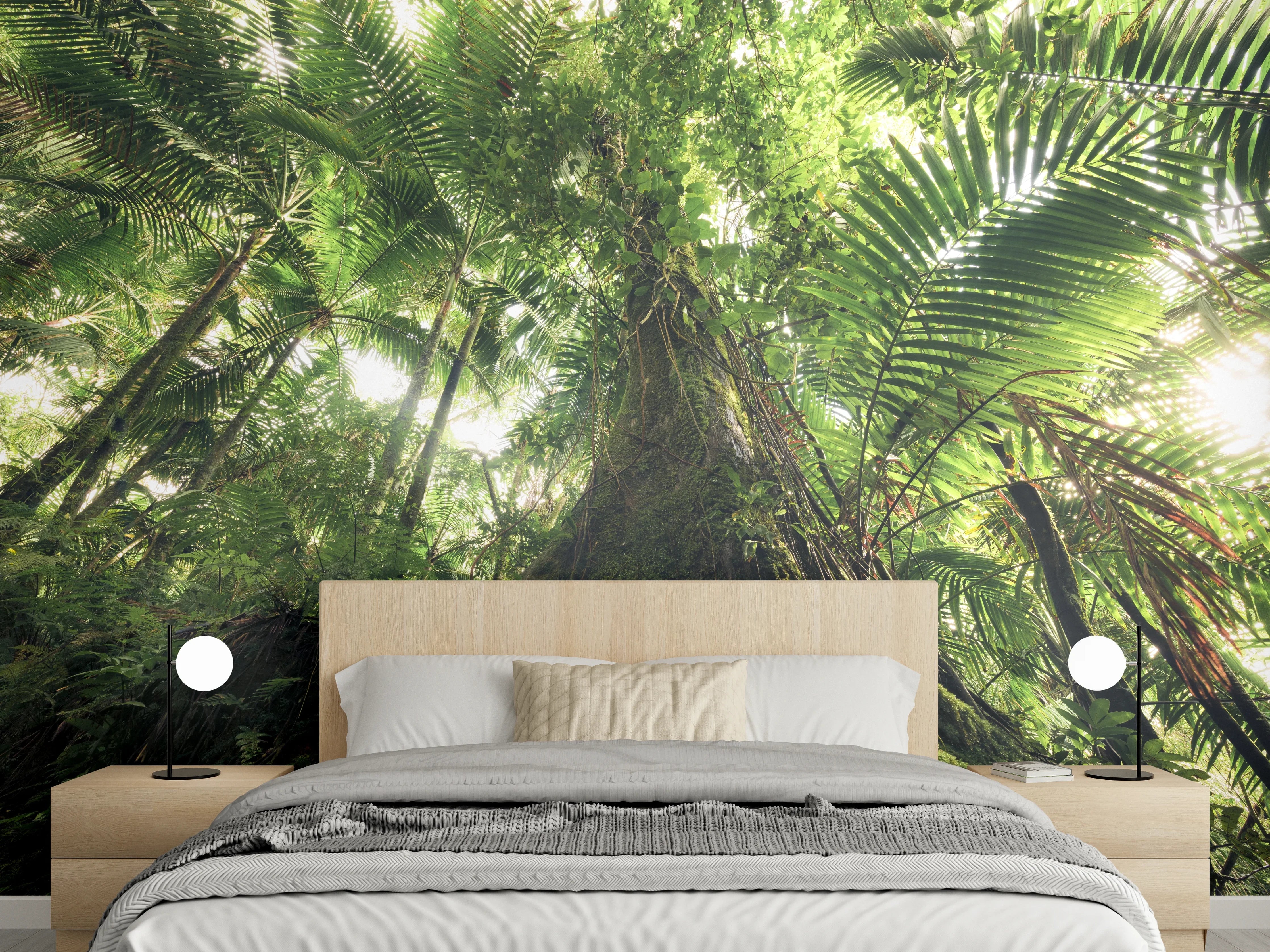 Wandverkleidung Schlafzimmer - Tropischer Dschungelblick – Natur pur