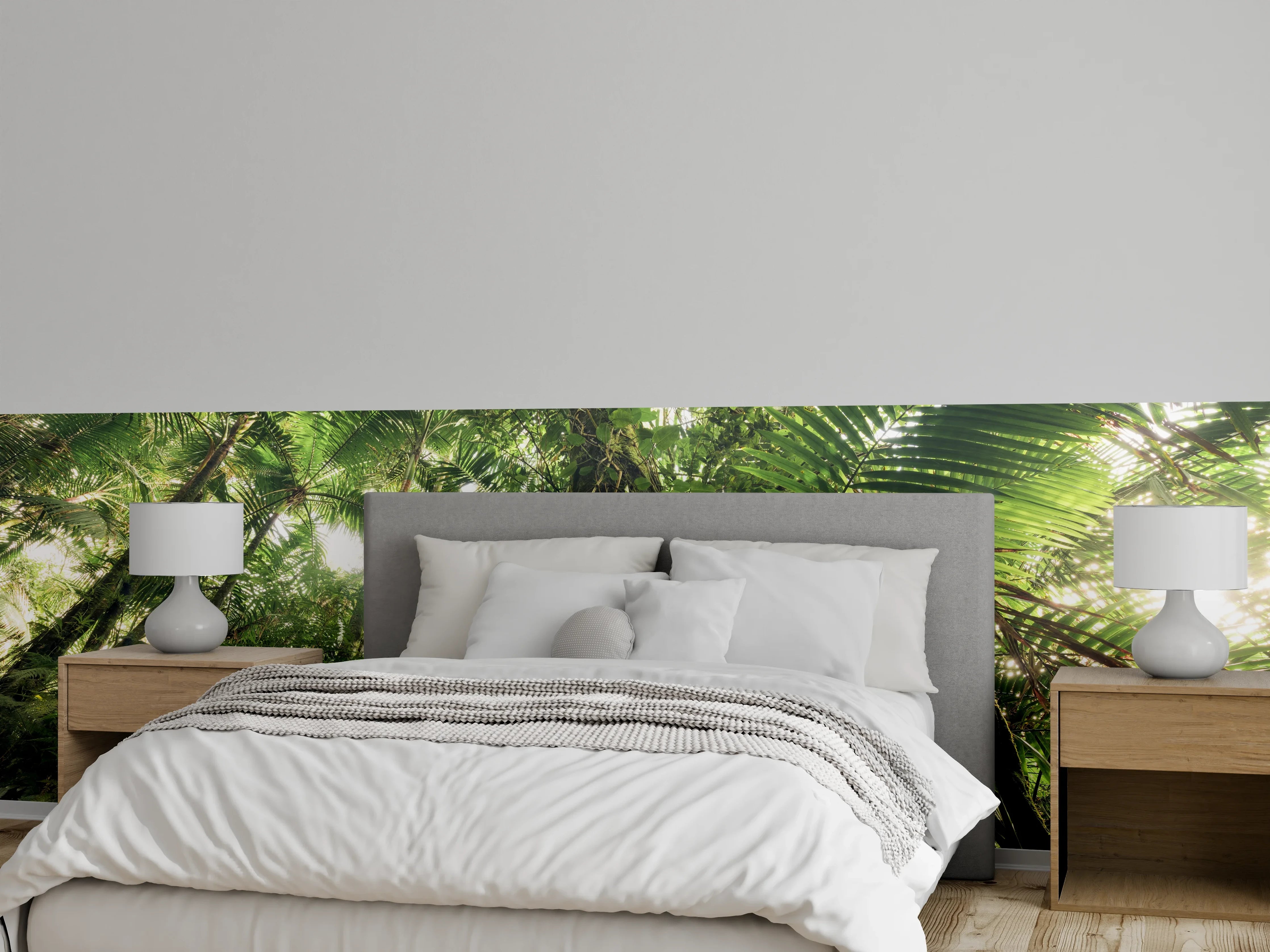 Wandverkleidung Schlafzimmer - Tropischer Dschungelblick – Natur pur