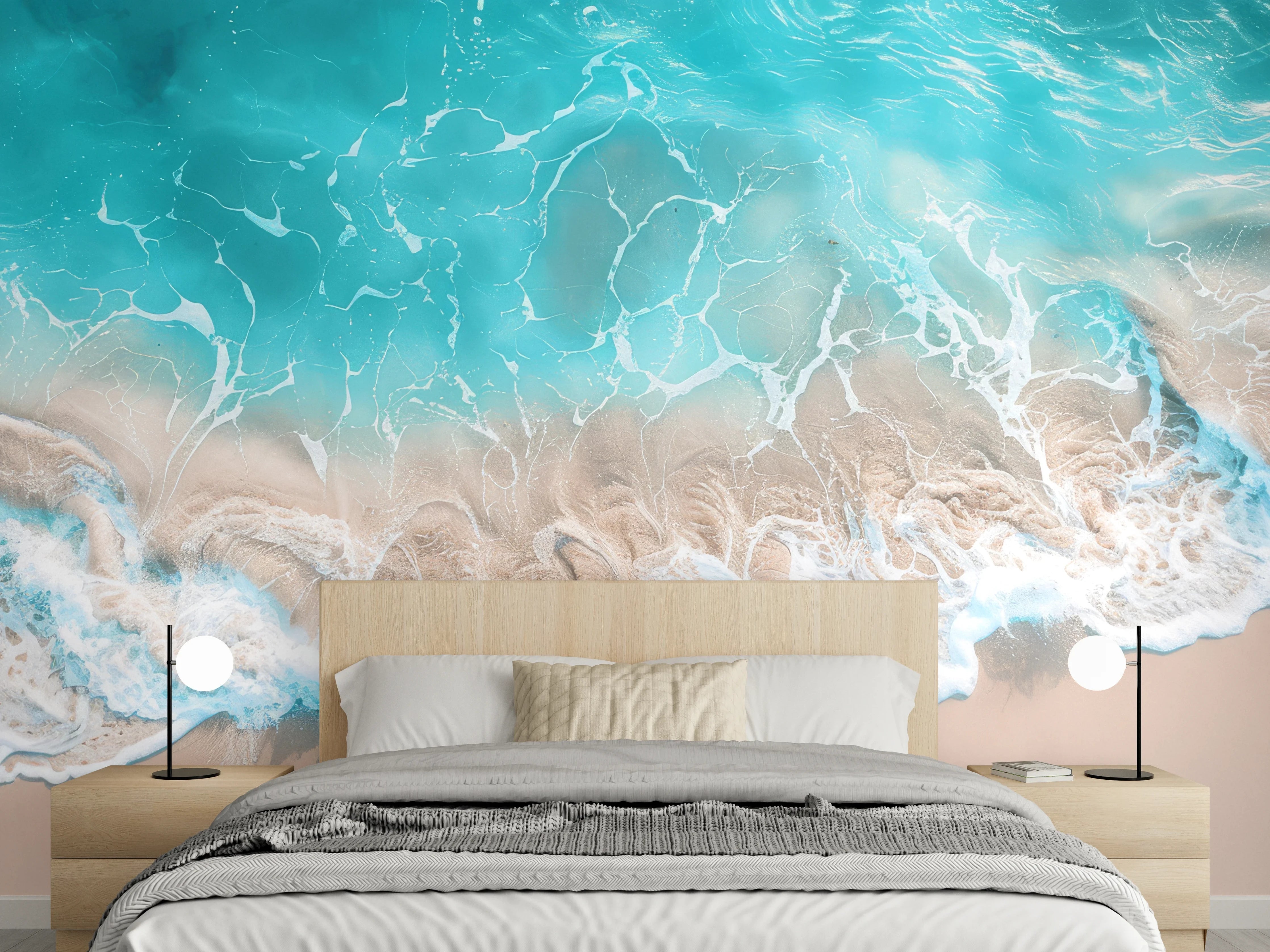 Wandverkleidung Schlafzimmer - Tropischer Strand mit türkisfarbenem Wasser