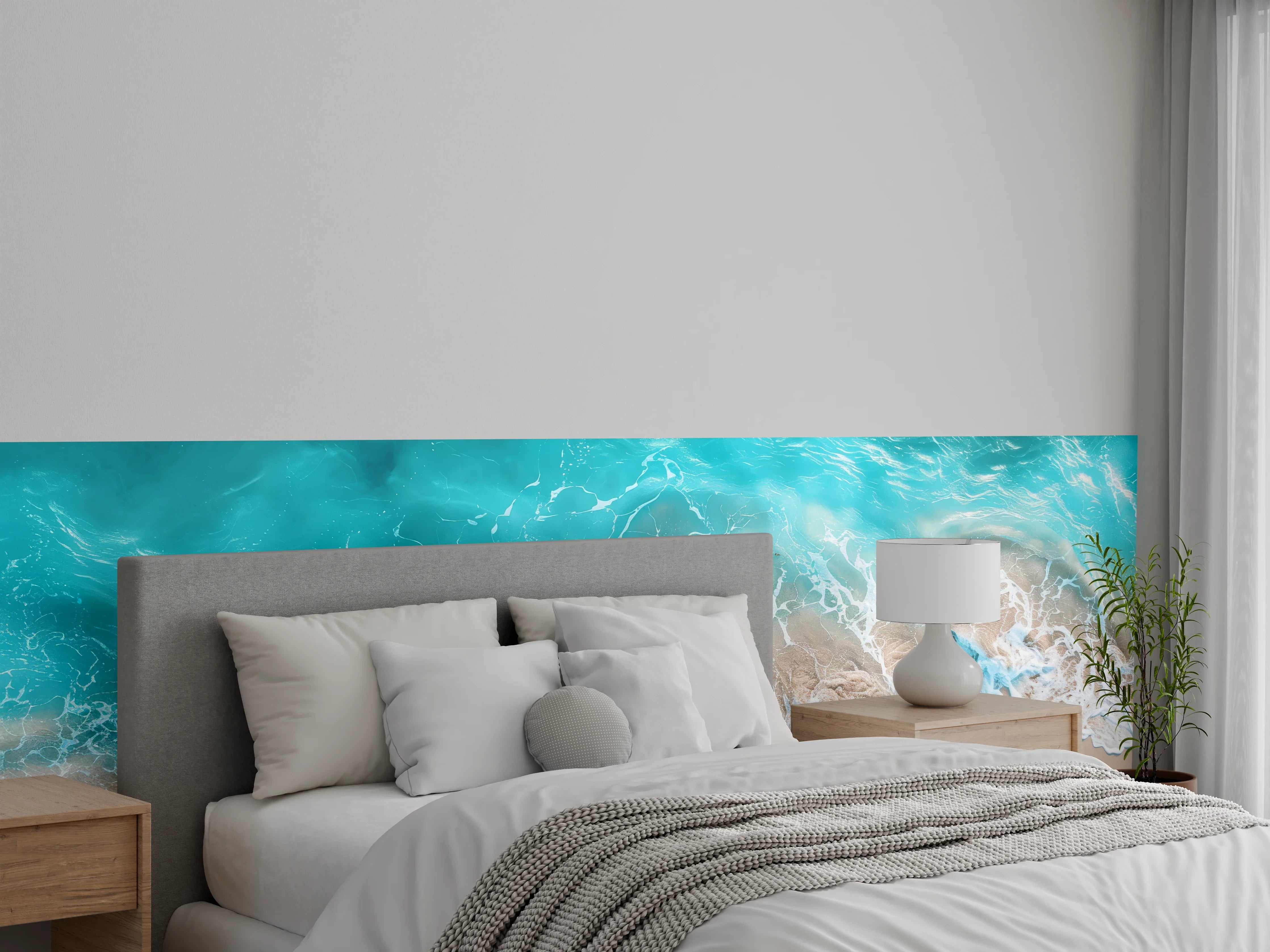 Wandverkleidung Schlafzimmer - Tropischer Strand mit türkisfarbenem Wasser