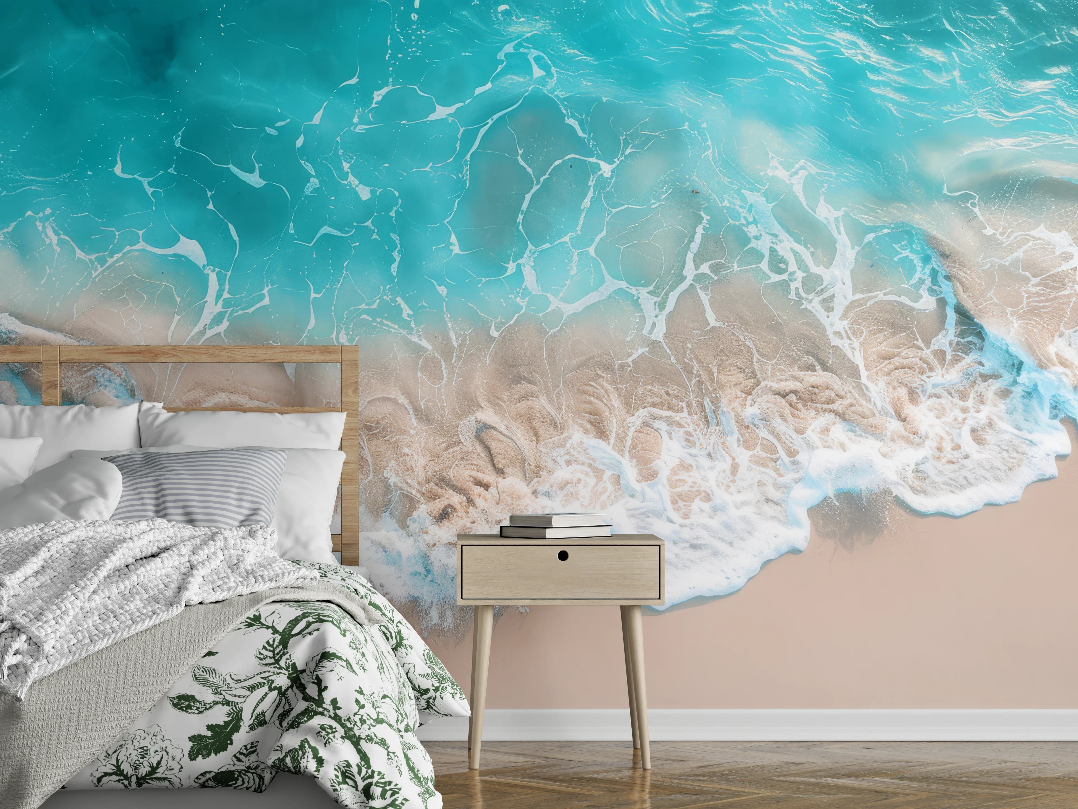 Wandverkleidung Schlafzimmer - Tropischer Strand mit türkisfarbenem Wasser