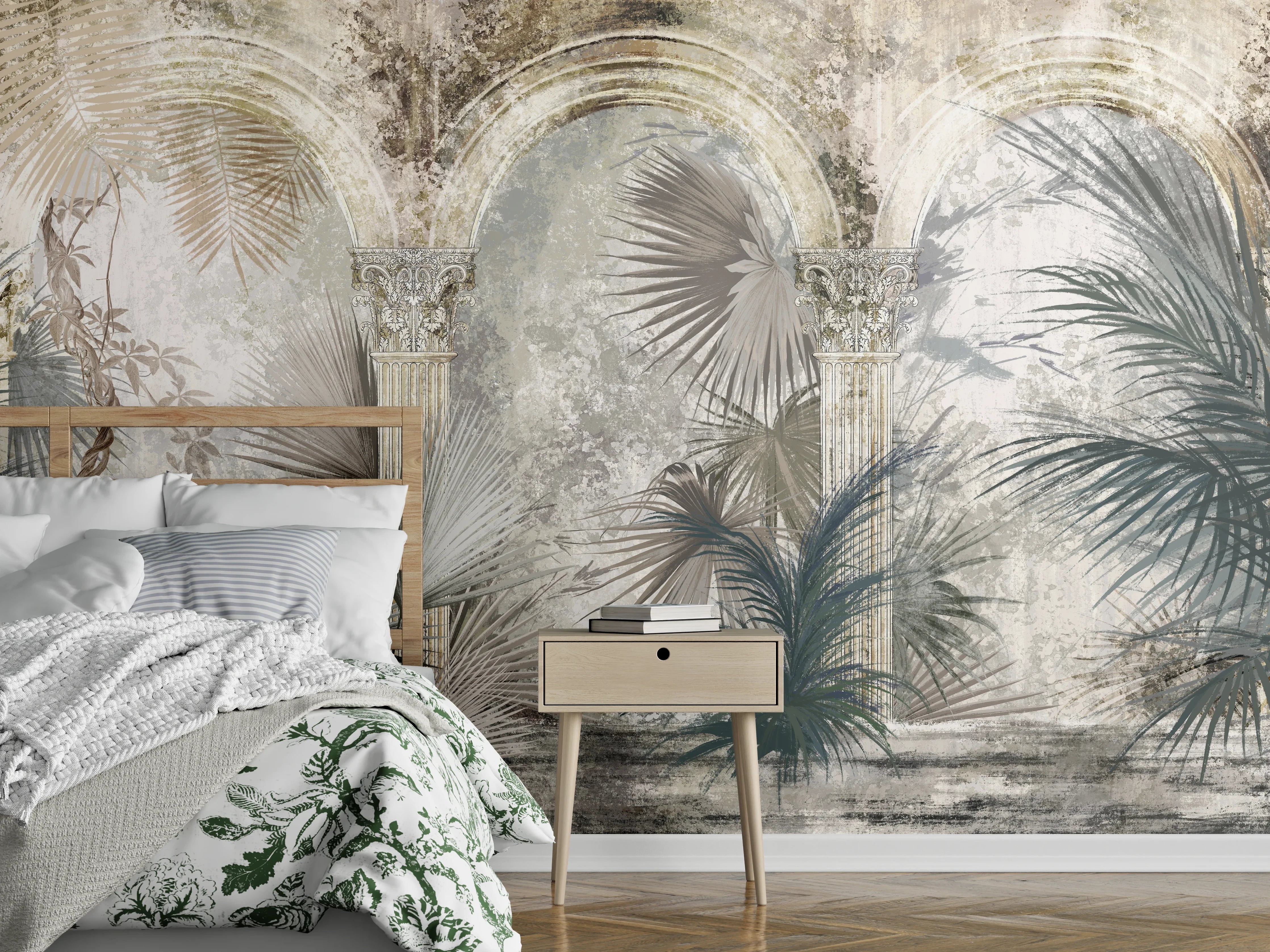 Wandverkleidung Schlafzimmer - Tropischer Wald - Zeichnung