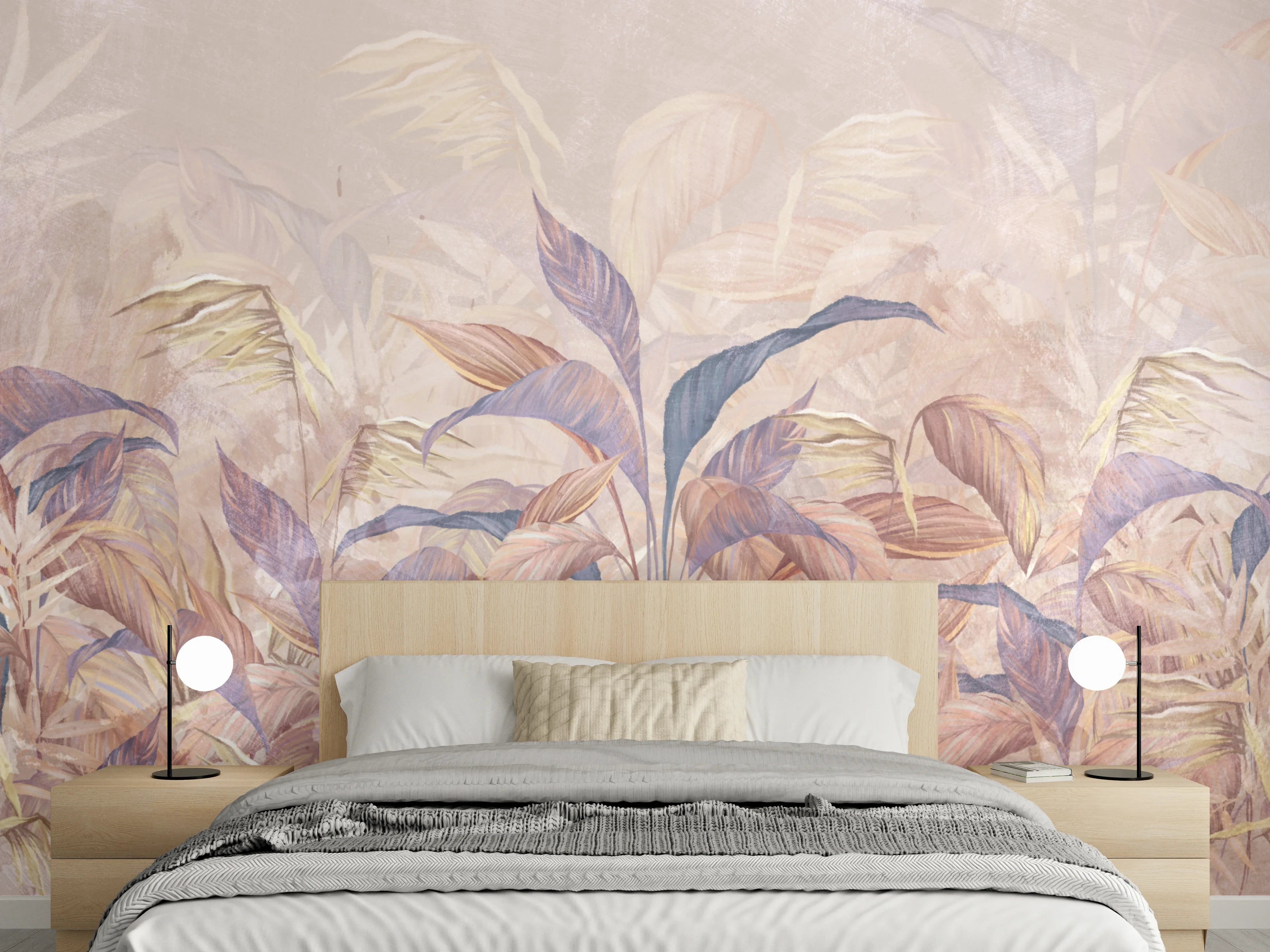 Wandverkleidung Schlafzimmer - Tropisches Blätter Design